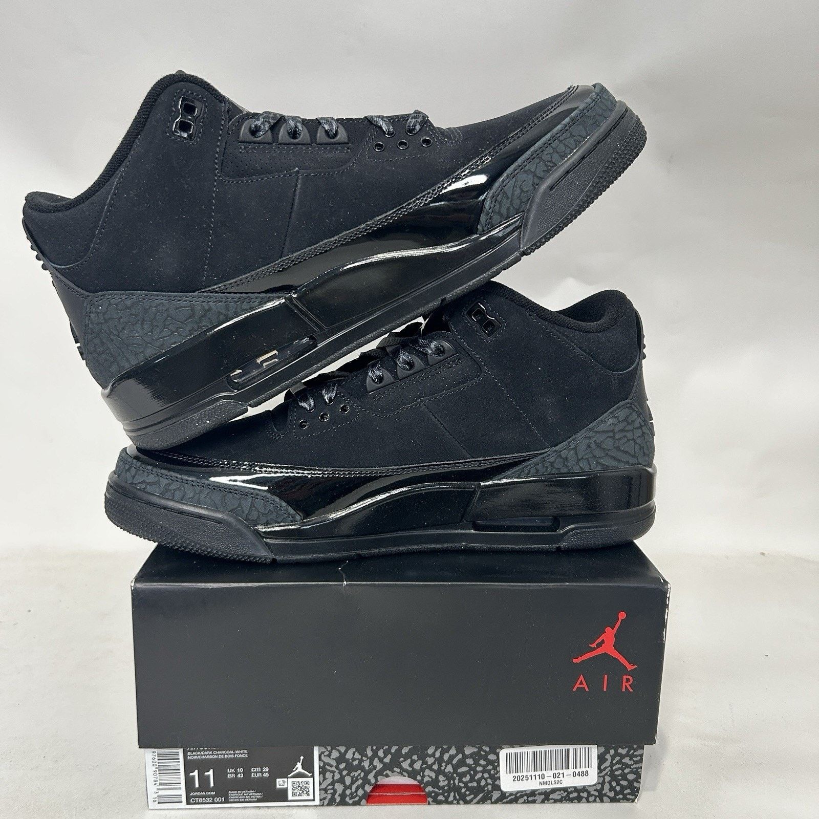 Jordan Brand Nike Air Jordan 3 Retro OG “Black Cat” CT8532-001 Size US 11 / EU 44 - 3 Thumbnail
