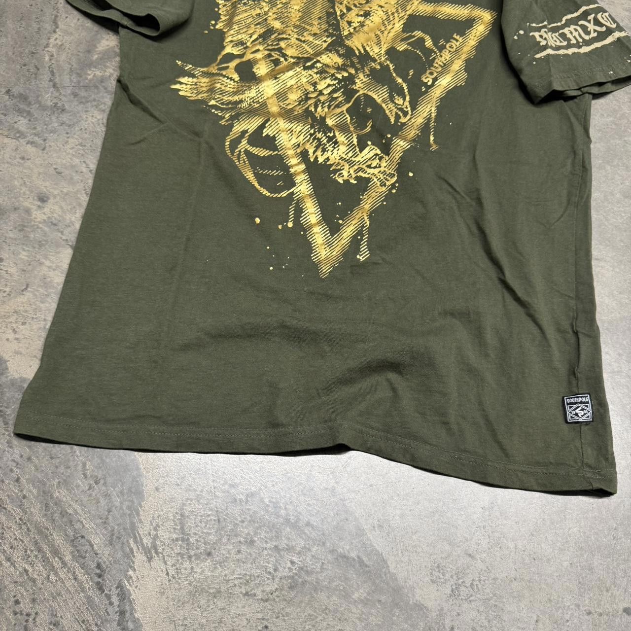 Southpole × Vintage Vintage Y2K Green & Gold Southpole Eagle V Neck T-Shirt Size US L / EU 52-54 / 3 - 3 Thumbnail