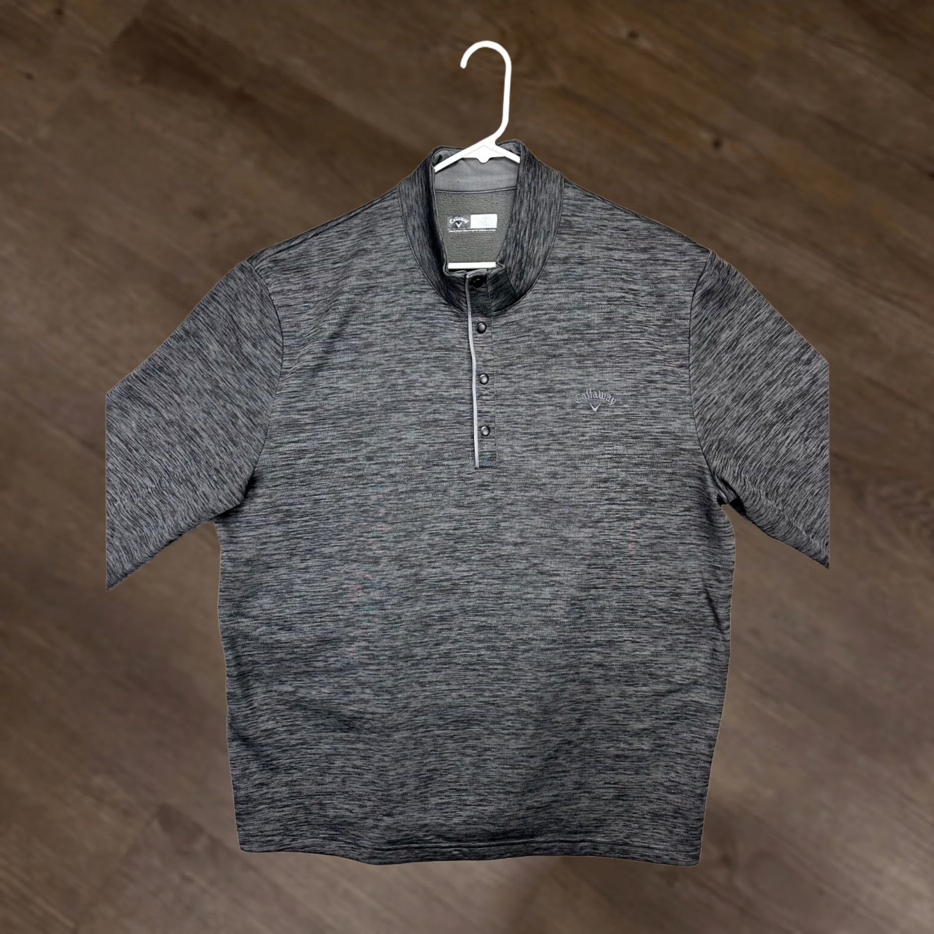 Callaway VINTAGE Callaway Shirt Mens 2XL Grey Fleece Lined Mock Neck Pullover Quarter Snap Button Golf Shirt Size US XXL / EU 58 / 5 - 1 Thumbnail