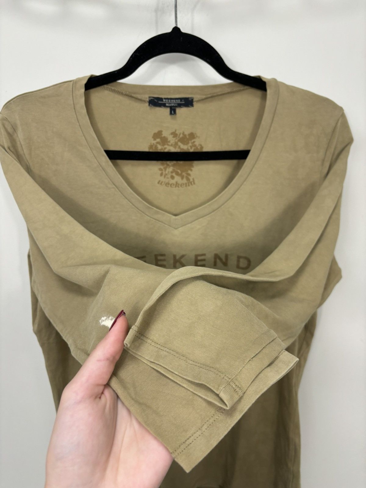 Max Mara Max Mara Weekend Big Logo V-Neck Luxury Long Sleeve T-Shirt Size L / US 10 / IT 46 - 6 Thumbnail