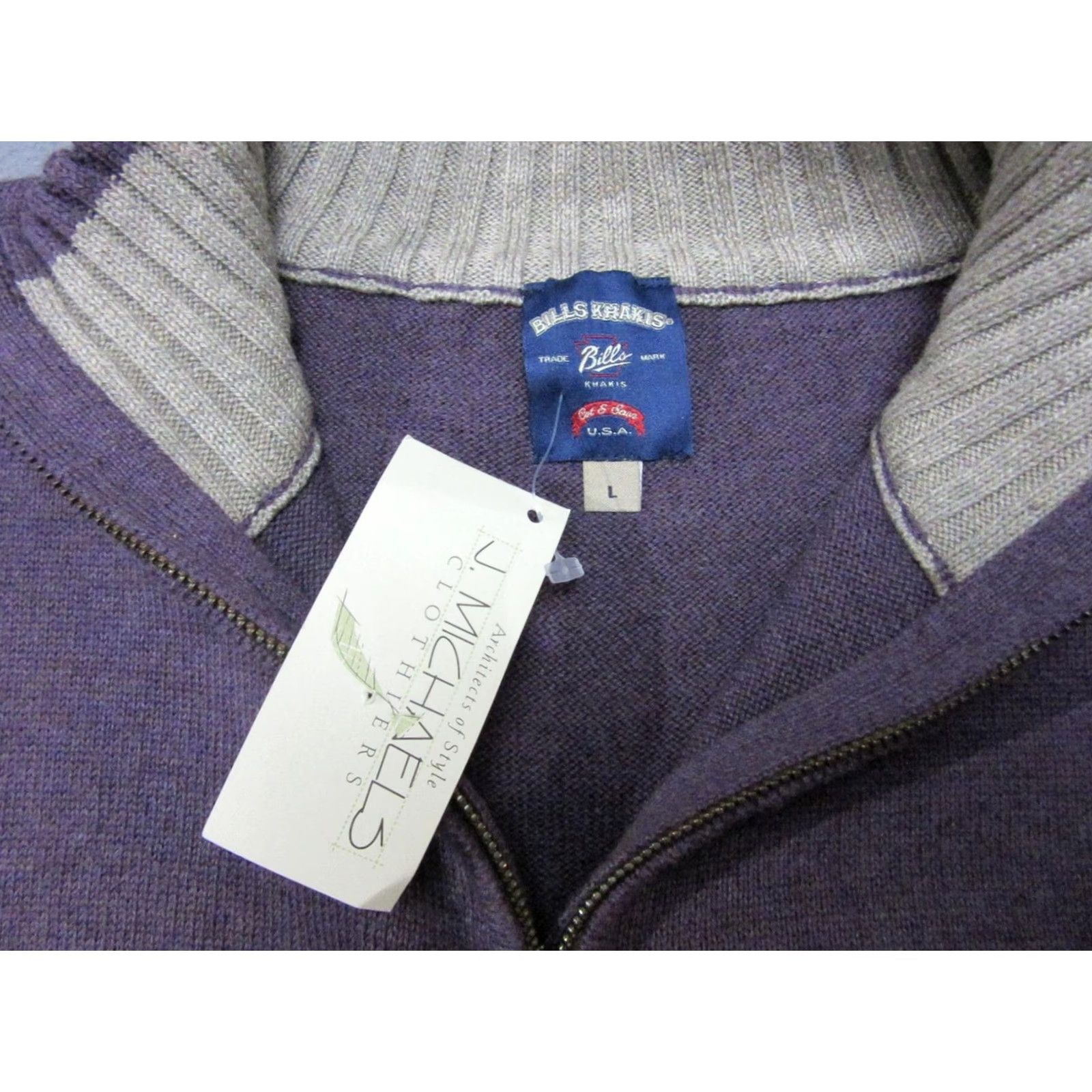 Bills Khakis Bills Khakis Sweater Mens L Purple Mulberry 1/4 Zip Mock Neck Knit Pullover Sweatshirt Sweater Size US L / EU 52-54 / 3 - 3 Thumbnail