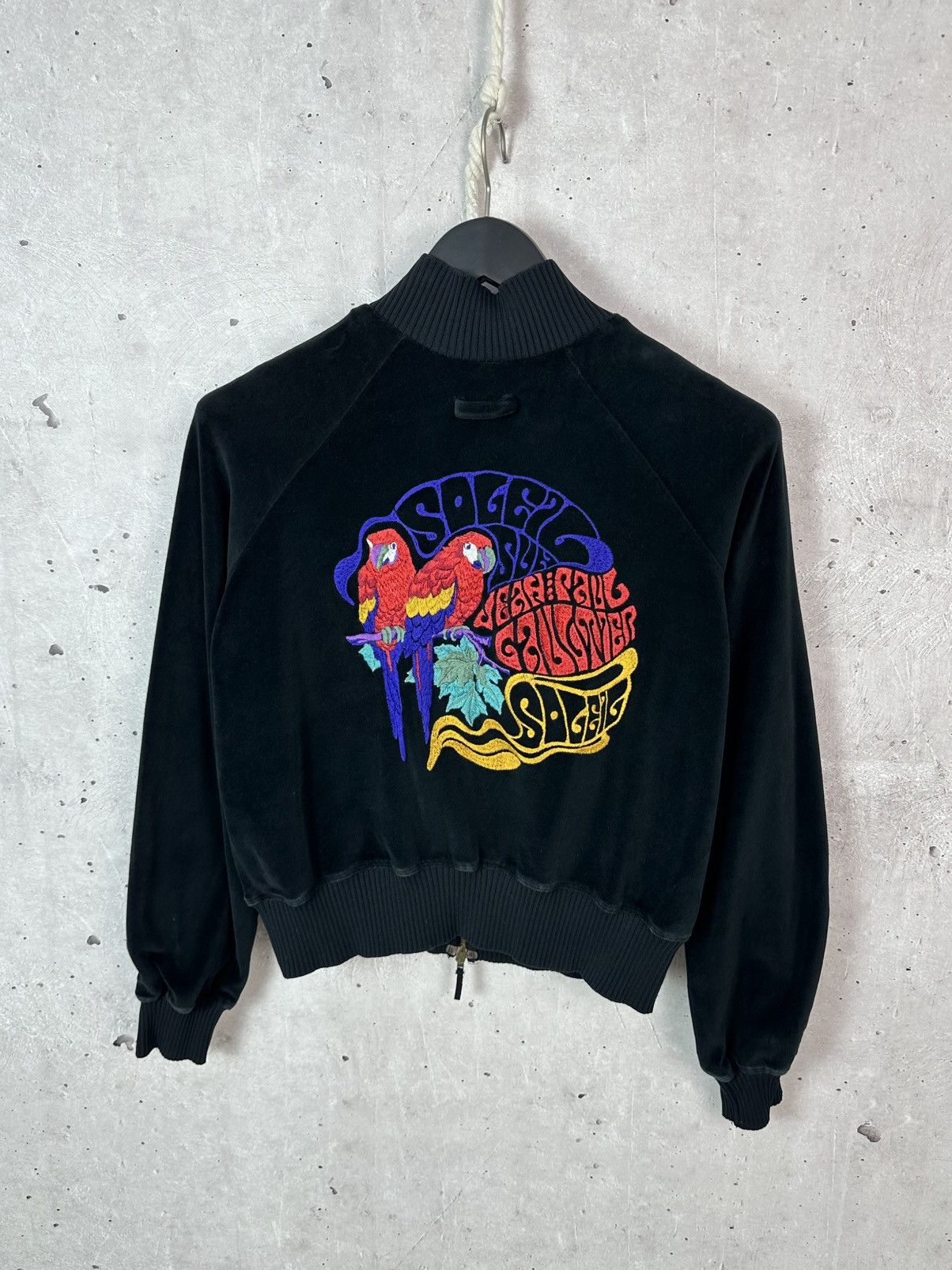 Vintage Jean Paul Gaultier Soleil Vintage Parrots Velour WMNS Bomber Size L / US 10 / IT 46 - 1 Thumbnail