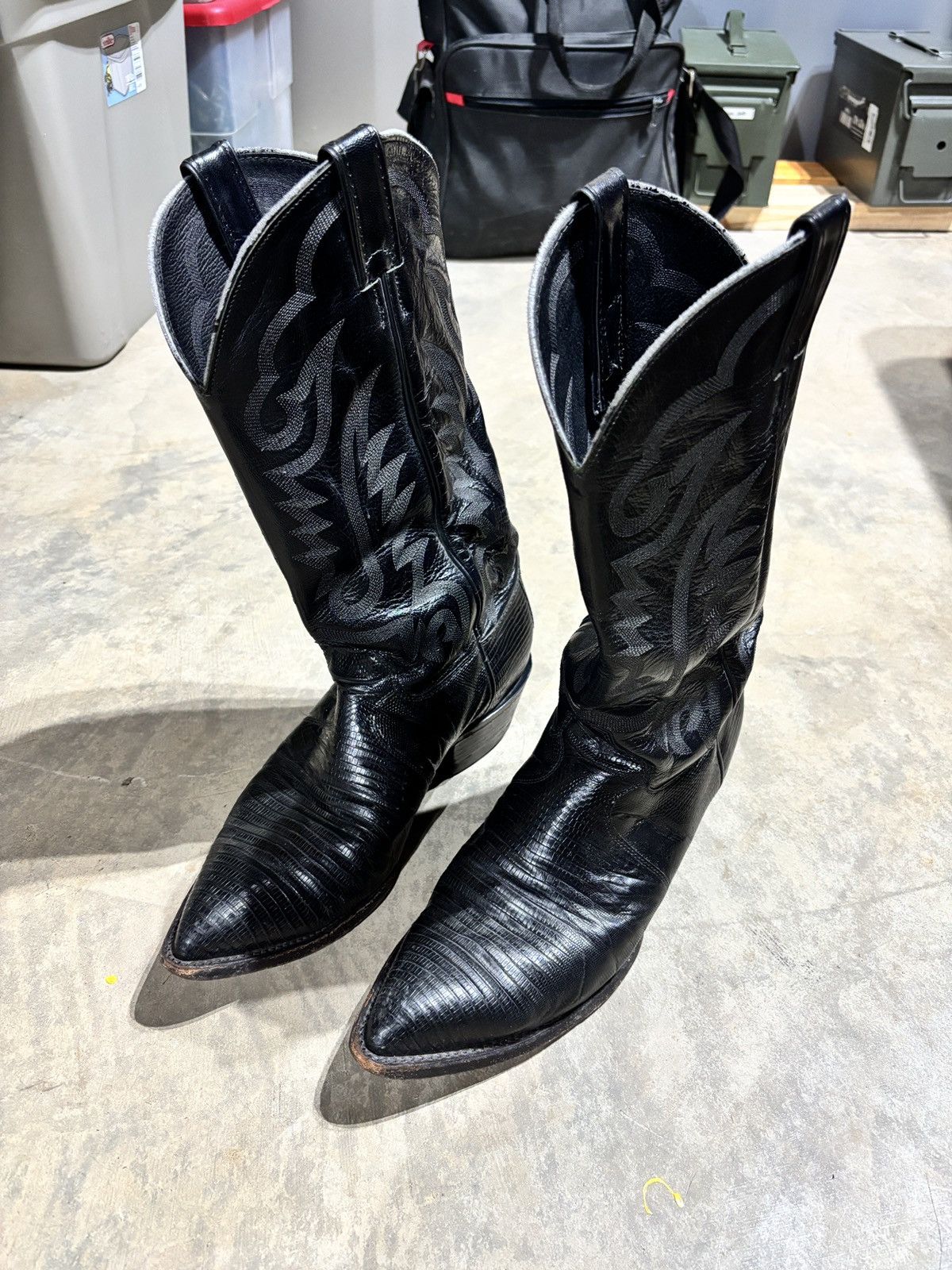 Justin Boots Vtg Justin Teju Lizard Cowboy Boots Size US 9 / EU 42 - 1 Thumbnail