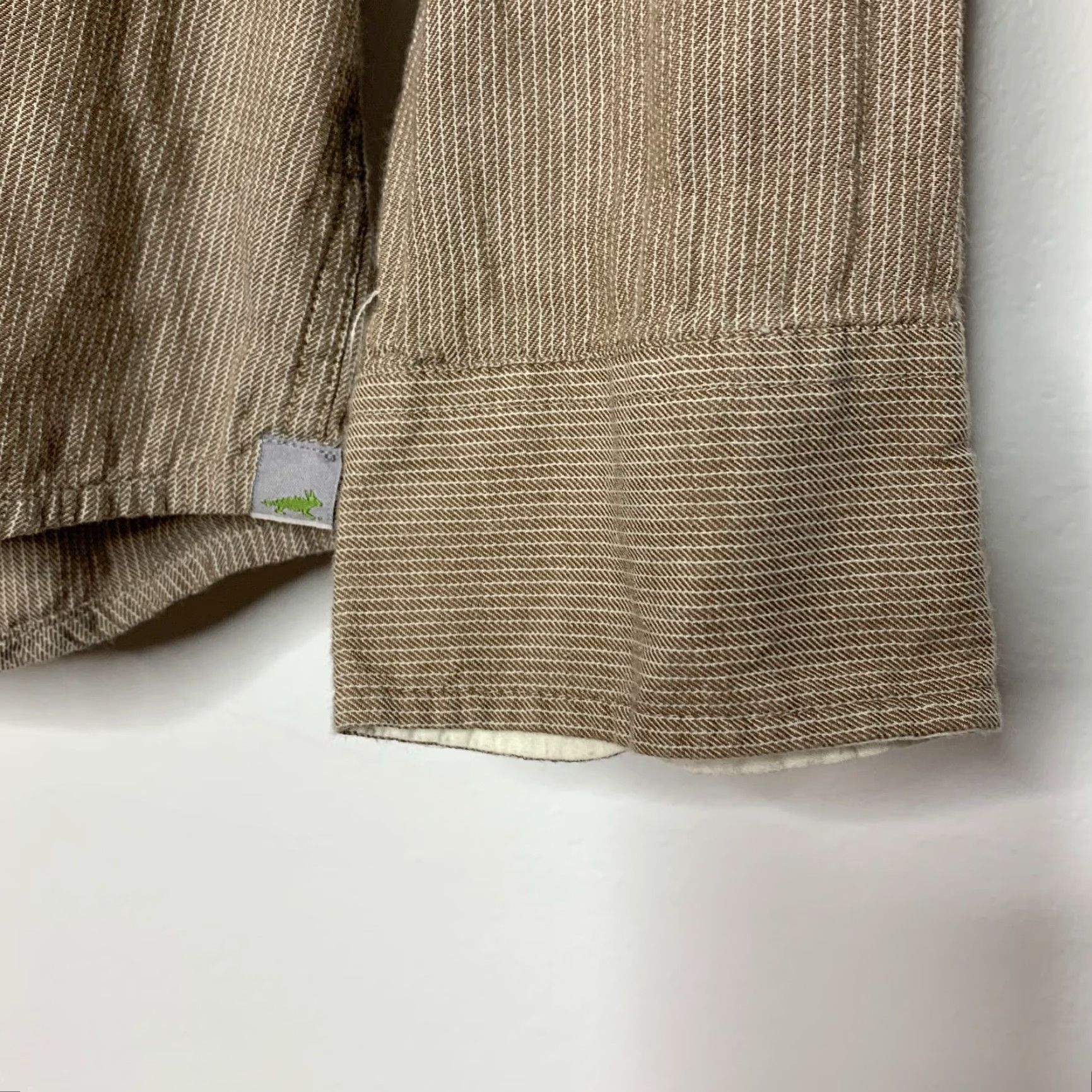 Vintage Horny Toad Mens Button-Up Shirt L Long Sleeve Casual Organic Cotton Tan Striped 98% Organic Cotton 2% Spandex Button-Down Collar Mens Size US L / EU 52-54 / 3 - 3 Thumbnail