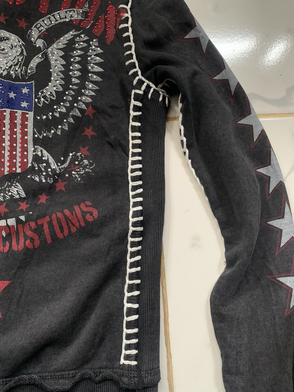 Affliction Rare y2k affliction rhinestones distressed zip up hoodie Size US XS / EU 42 / 0 - 2 Thumbnail