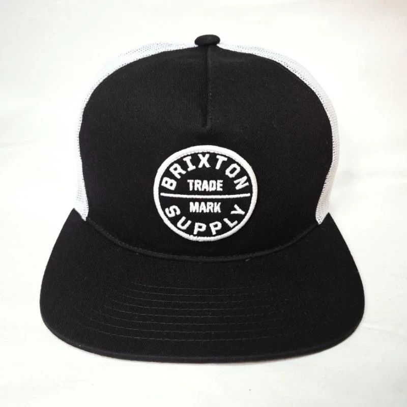 Brixton × Vintage Brixton Supply Black Snapback Cap – Embroidered Patch, Mesh Size ONE SIZE - 1 Thumbnail