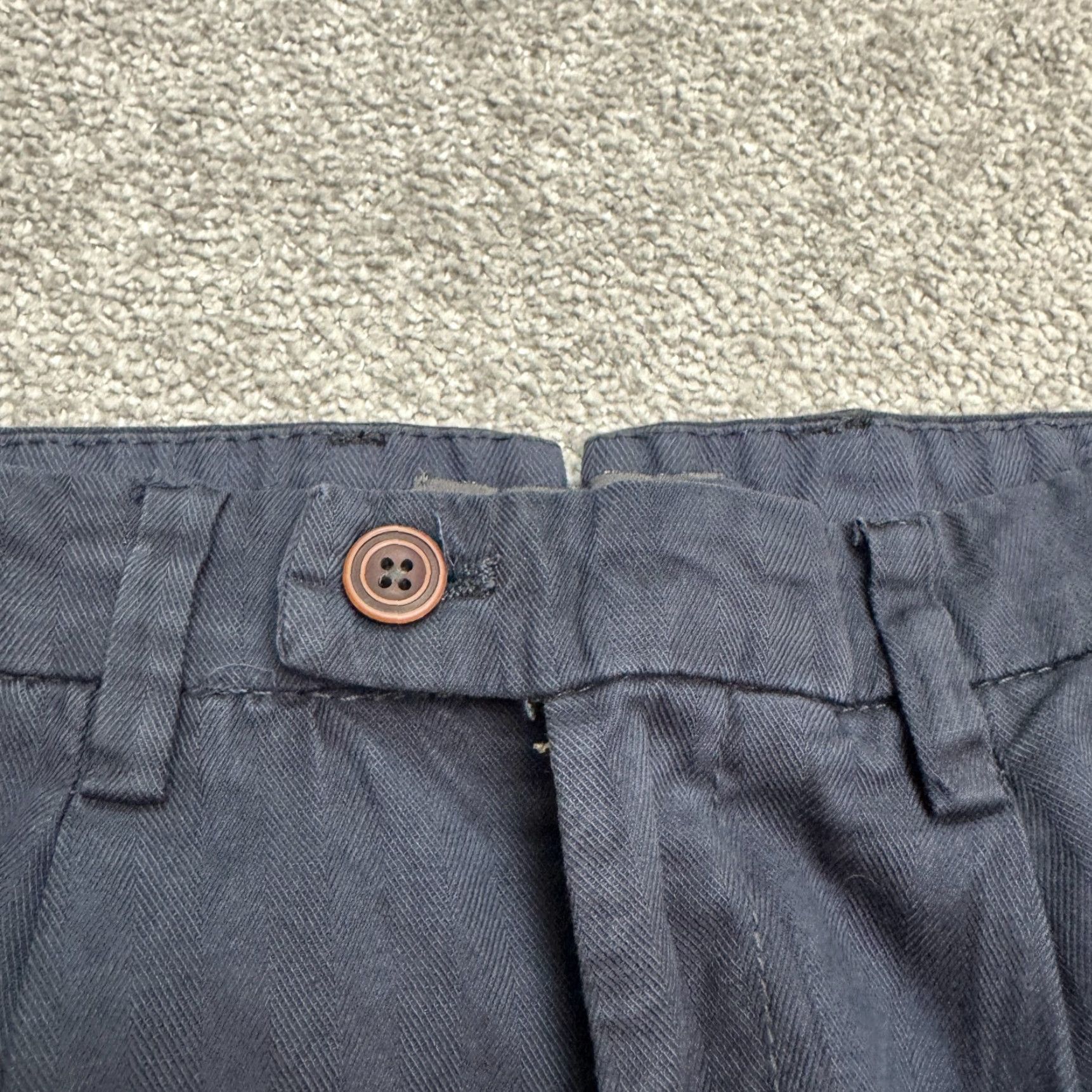 Sean John Dan John Cuffed Dress Pants Mens IT 44 28x29 Navy Blue Pleated Front Herringbone Size US 28 / EU 44 - 6 Thumbnail