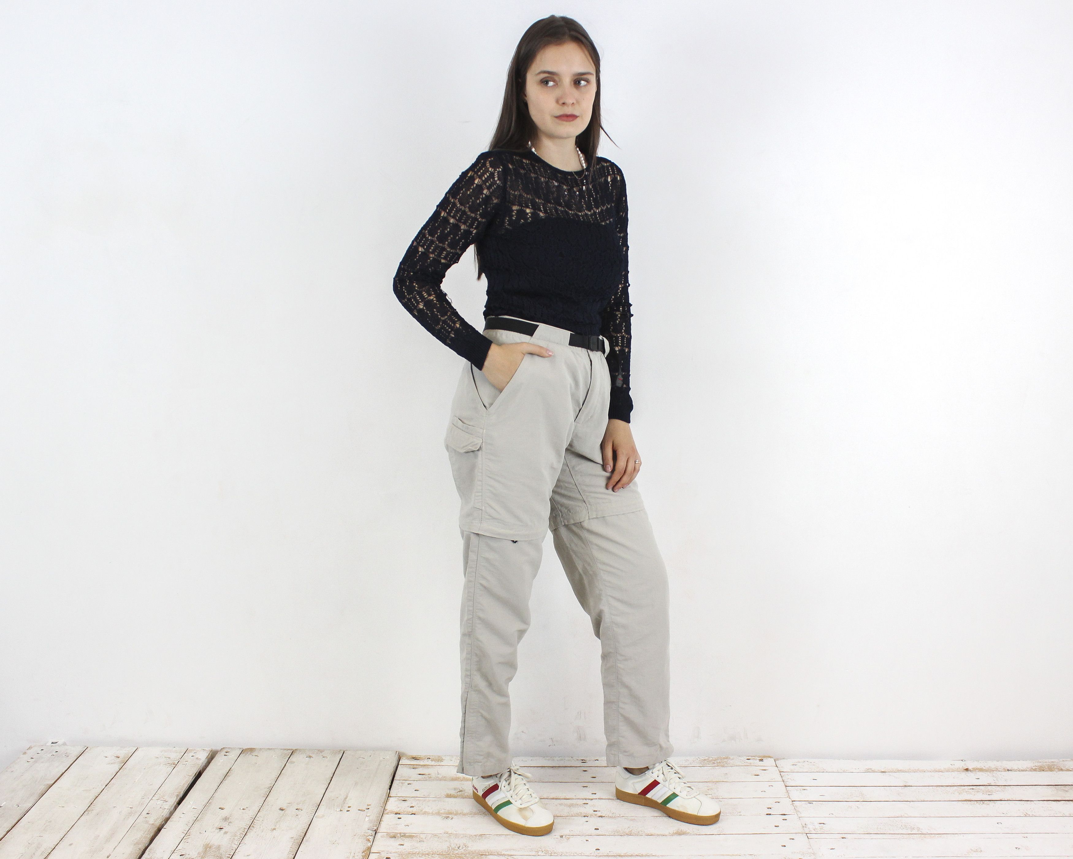 Other × Vintage See Through Knit Crochet Blouse Long Sleeved Top Pullover Size M / US 6-8 / IT 42-44 - 2 Thumbnail