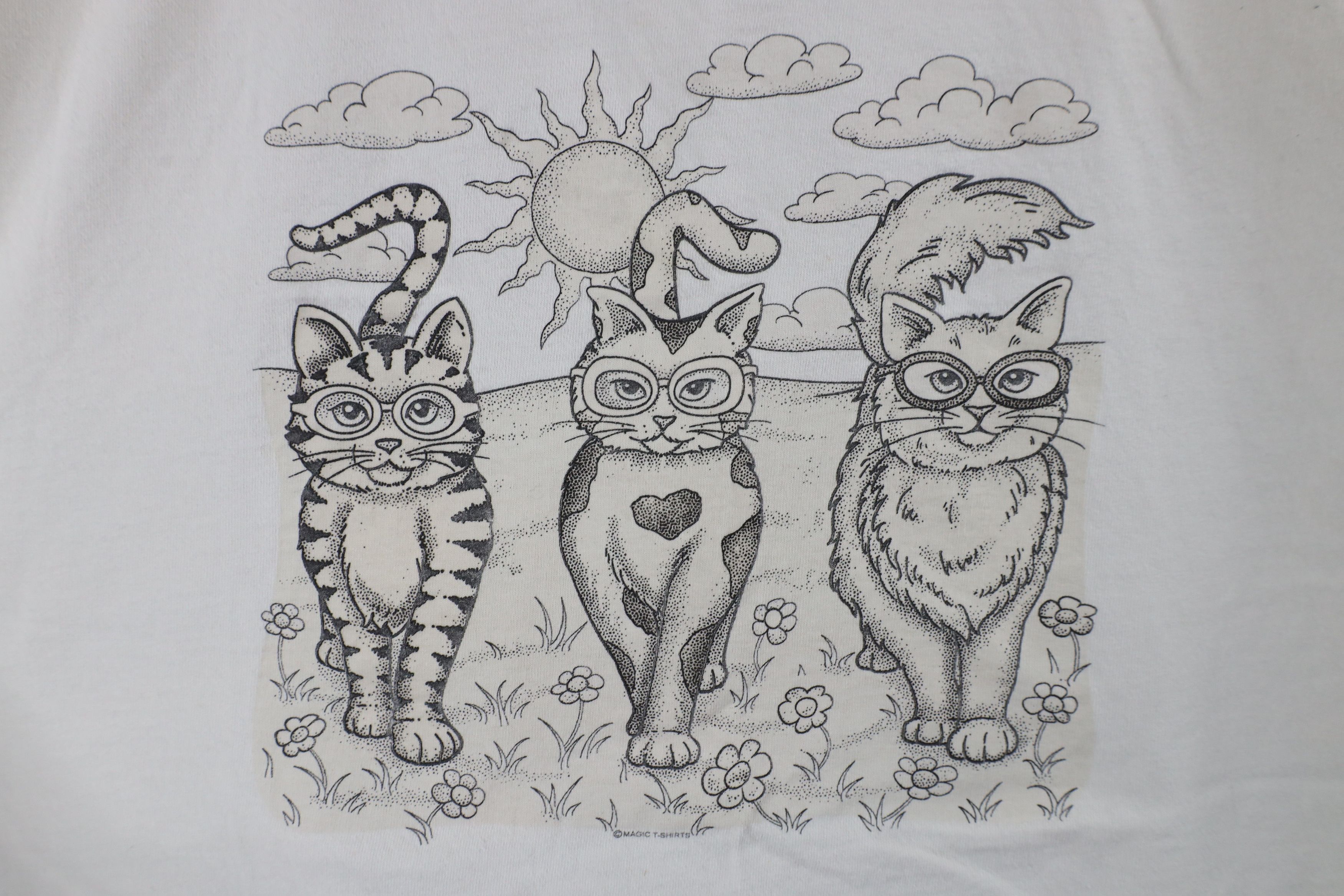 Vintage Vintage 90s Streetwear Cat Kitten Cat Lady T-Shirt Cream Size L / US 10 / IT 46 - 5 Thumbnail