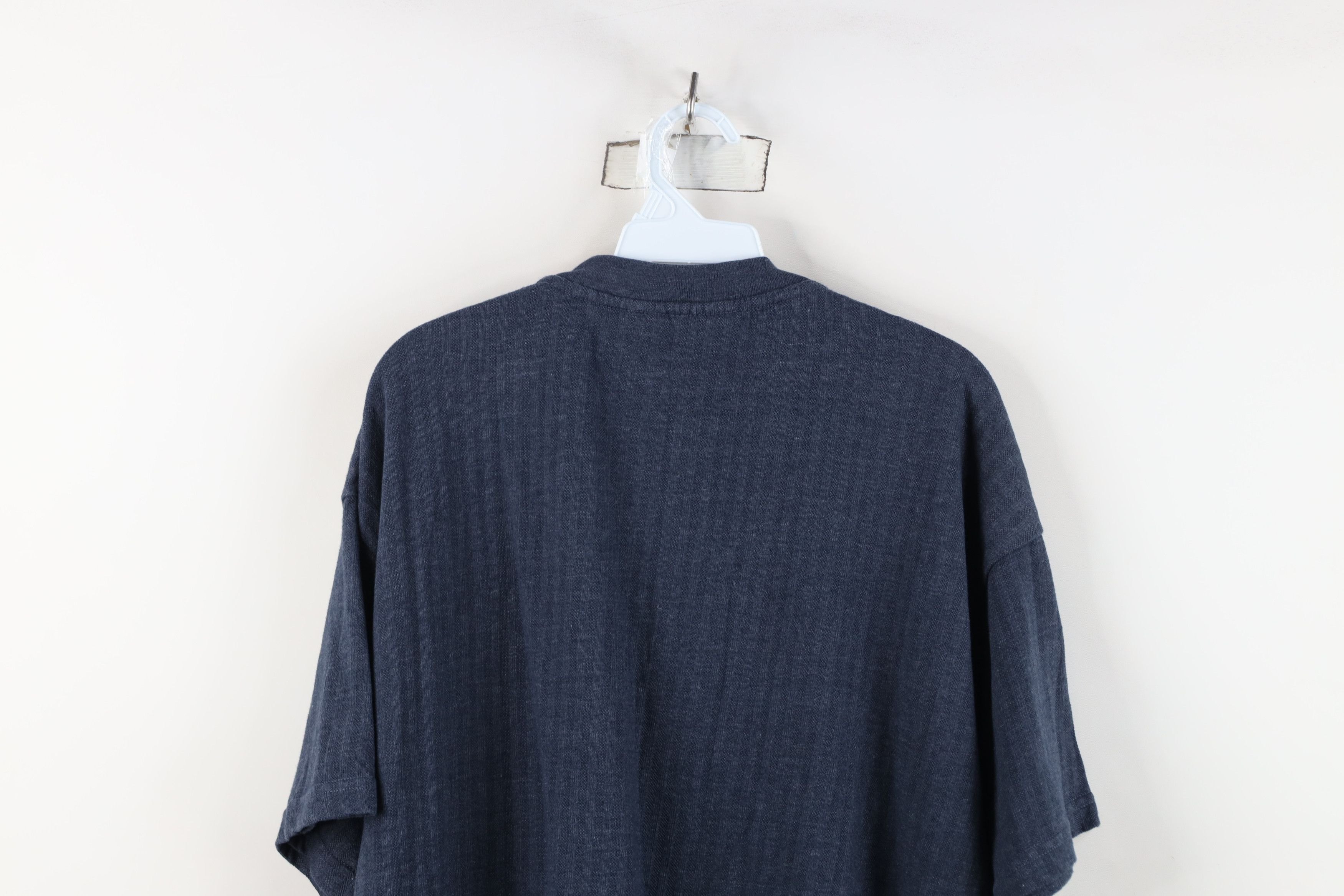 Vintage Vintage 90s Streetwear Blank Ribbed Knit Henley T-Shirt Blue Size US XL / EU 56 / 4 - 13 Thumbnail