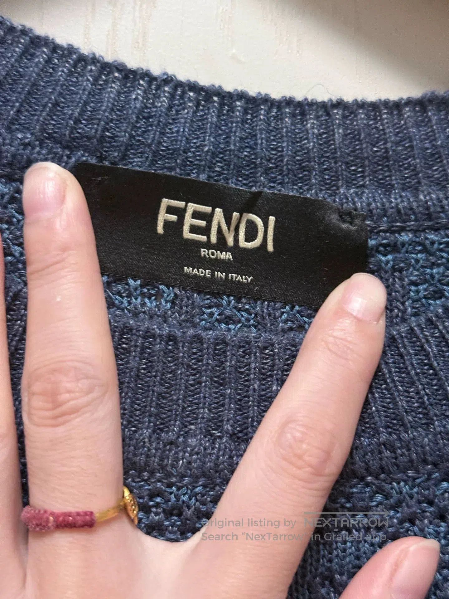 Fendi FENDI SS24 Intarsia Logo Blue Knit Tee. Size US L / EU 52-54 / 3 - 5 Thumbnail