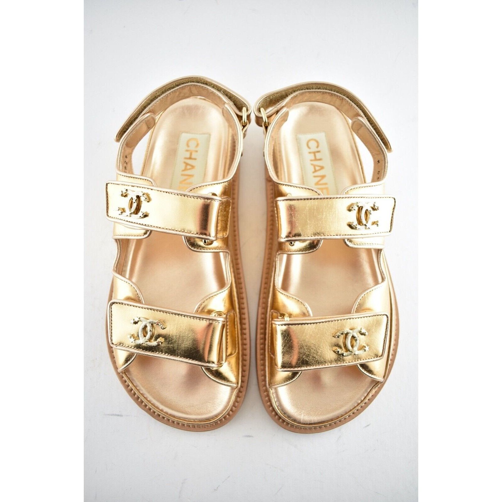 Chanel Chanel 22C Golden Gold Laminated CC Logo Mule Slide Strap Size US 8 / IT 38 - 8 Thumbnail