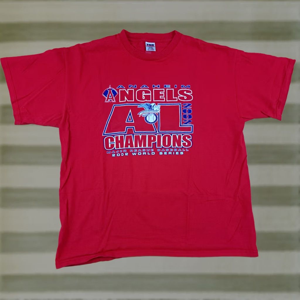 Vintage VINTAGE Anaheim Angels Baseball 2002 AL Champions T-Shirt 2XL Rally Monkees Men Short Sleeve Red Baseball Mens 2XL Angels Size US XXL / EU 58 / 5 - 1 Thumbnail