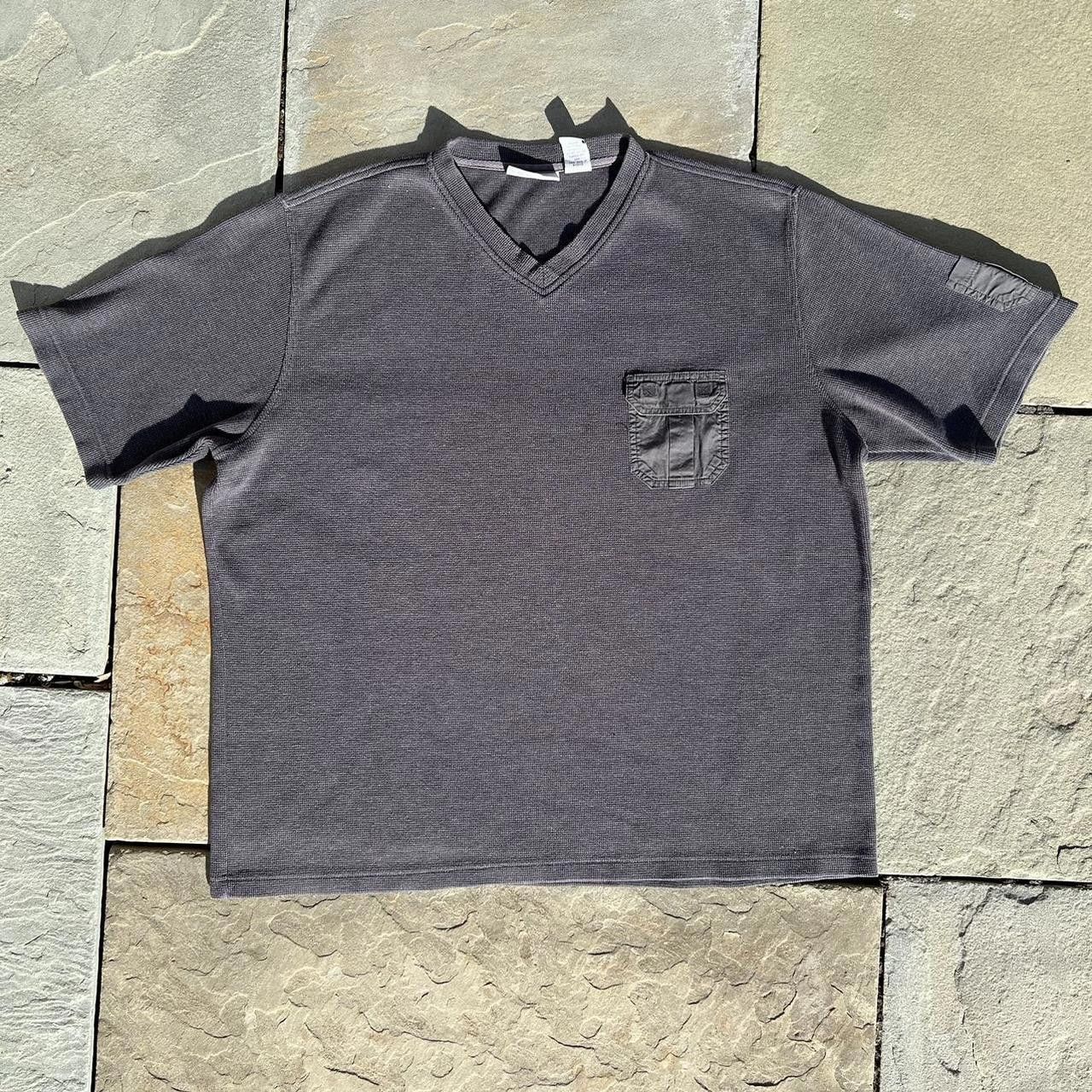 Other Y2K Dark Grey Waffle Knit Utility V-Neck T-shirt Made in USA Size US XL / EU 56 / 4 - 1 Thumbnail