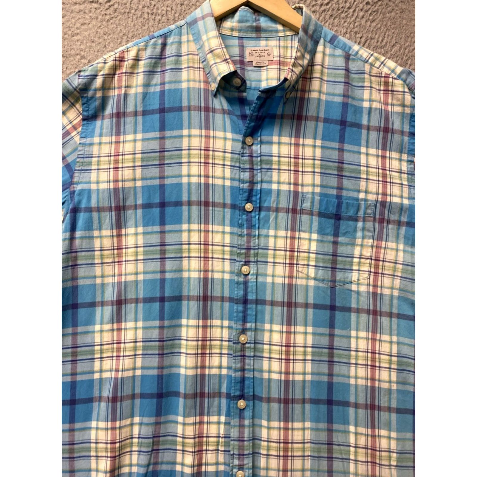 J.Crew J.CREW Button-Up Shirt Men XL Turquoise Plaid Cotton Spandex Slim Pocket Button-Down Crew Size US XL / EU 56 / 4 - 4 Thumbnail