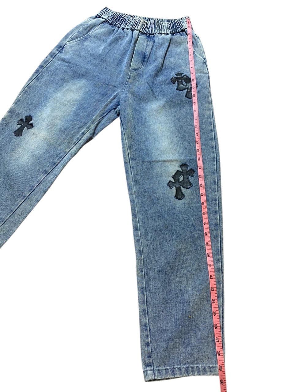 Japanese Brand 2000s Japanese Patchwork Chrome Heart Style Faded Jeans Size US 27 - 9 Thumbnail