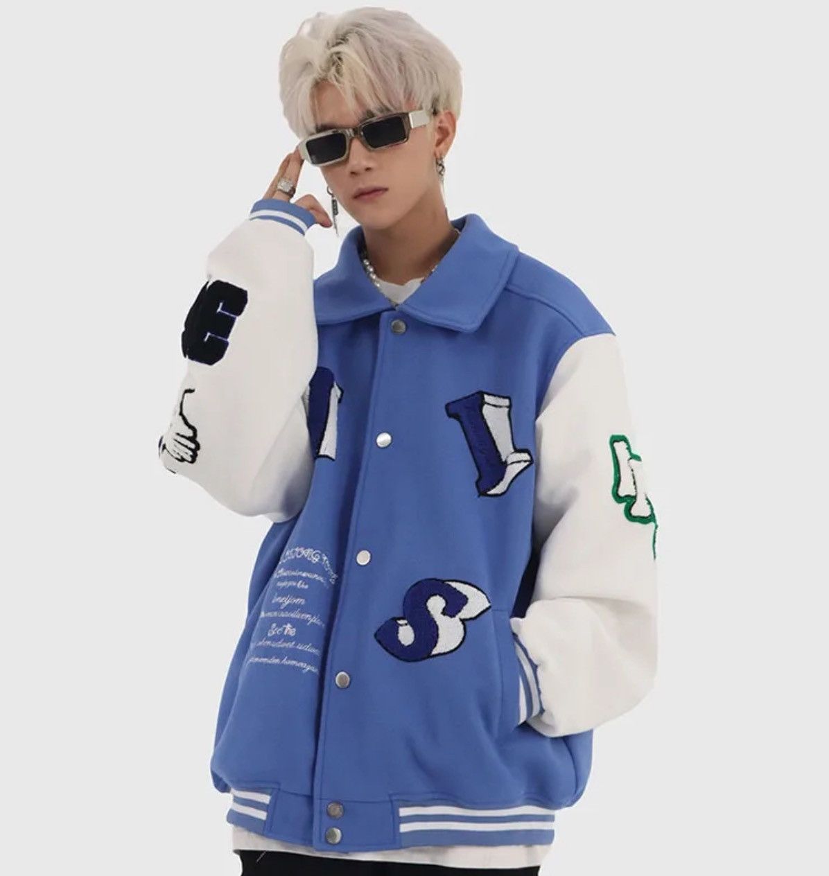 If Six Was Nine × Japanese Brand INS Skeletons Blue Hip Hop Varsity Size US L / EU 52-54 / 3 - 1 Thumbnail