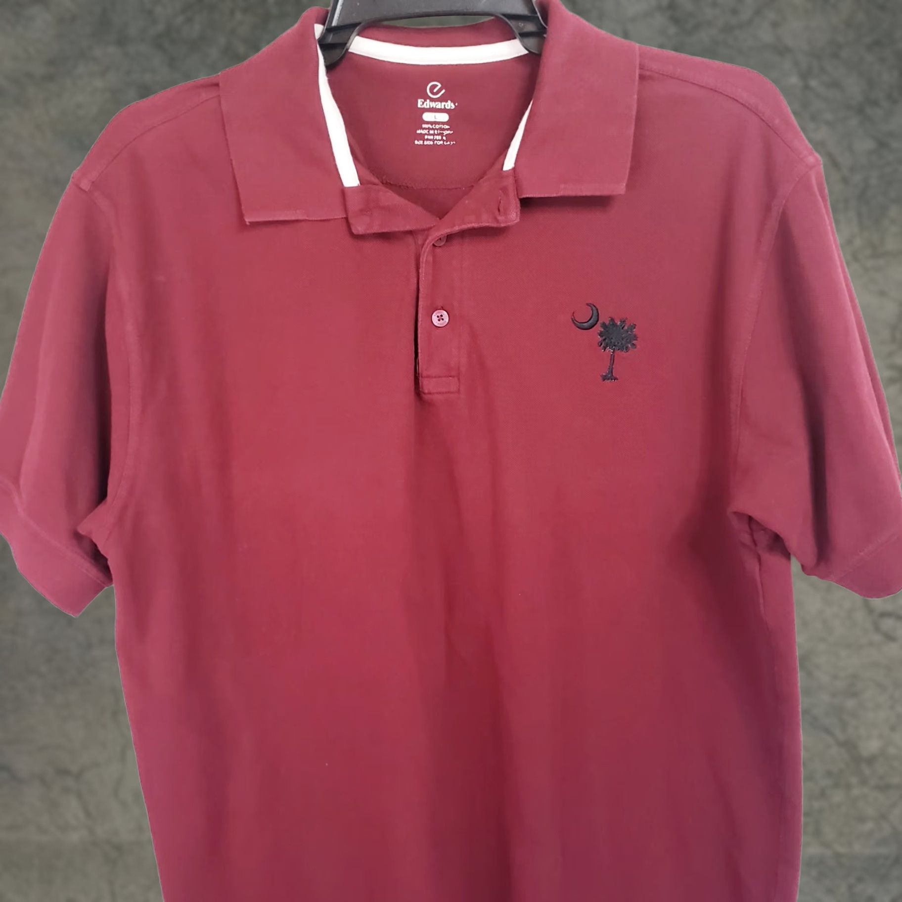 Vintage Edwards South Carolina Gamecocks Polo Shirt Mens L Garnet Short Sleeve Collared Logo Pullover Casual Golf All Seasons Moisture Wicking Quick Dry Knit Size US L / EU 52-54 / 3 - 1 Thumbnail