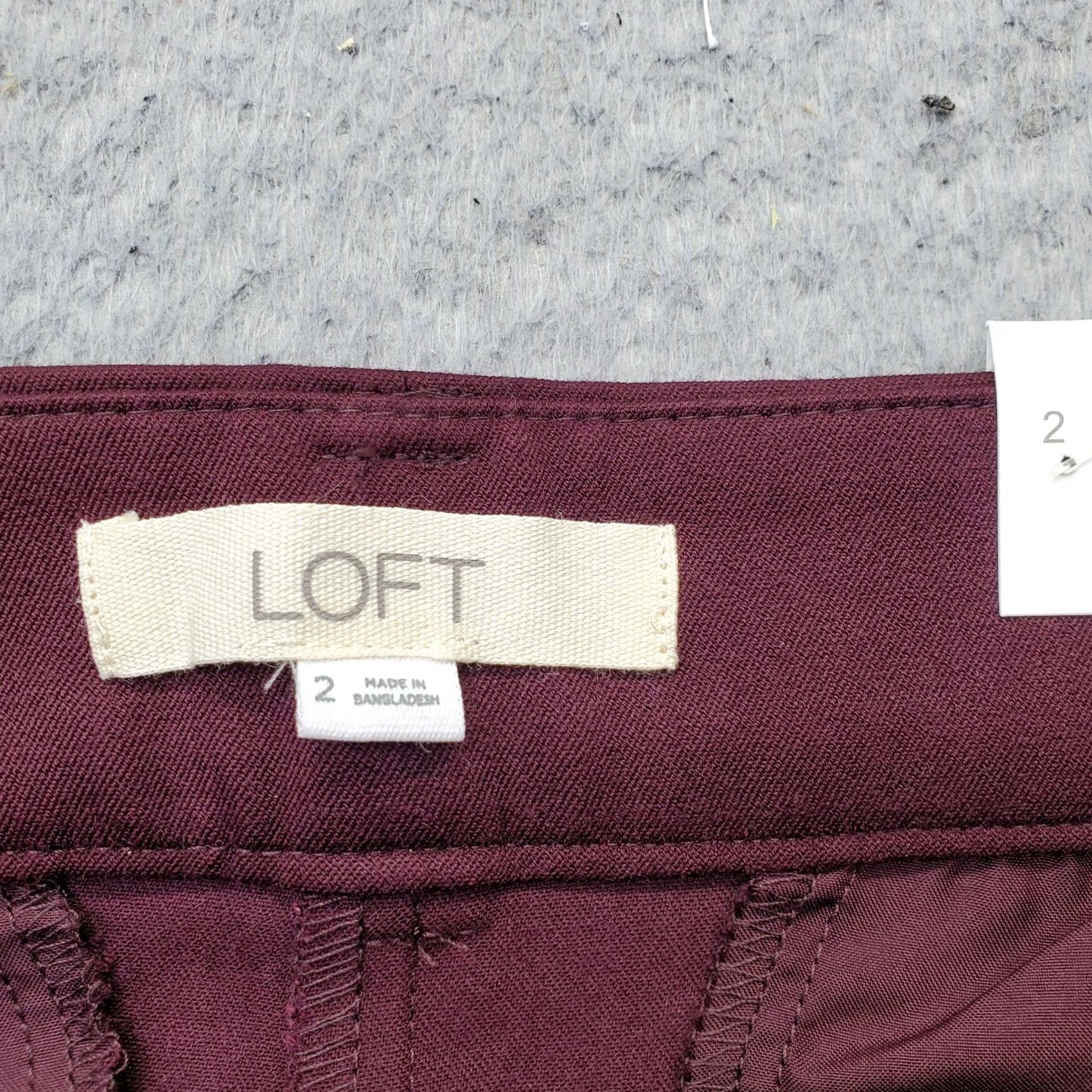 Loft LOFT The Sutton Ankle Flare Pants Womens 2 Burgundy Stretch Regular Flat Front Pants Size 26" / US 2 / IT 38 - 7 Thumbnail