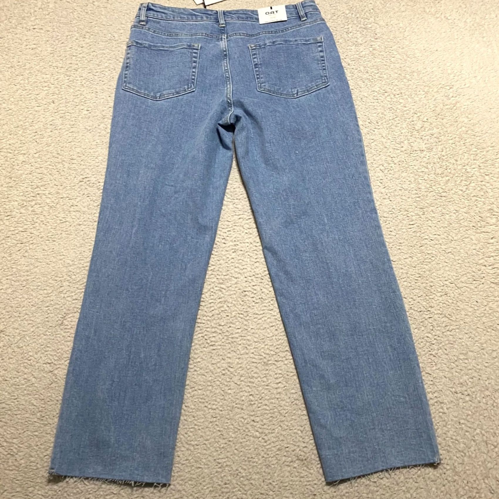 Denime OAT New York Womens Jeans Blue Denim Medium Wash Straight Raw Hem sz 10 Size 32" / US 10 / IT 46 - 2 Thumbnail