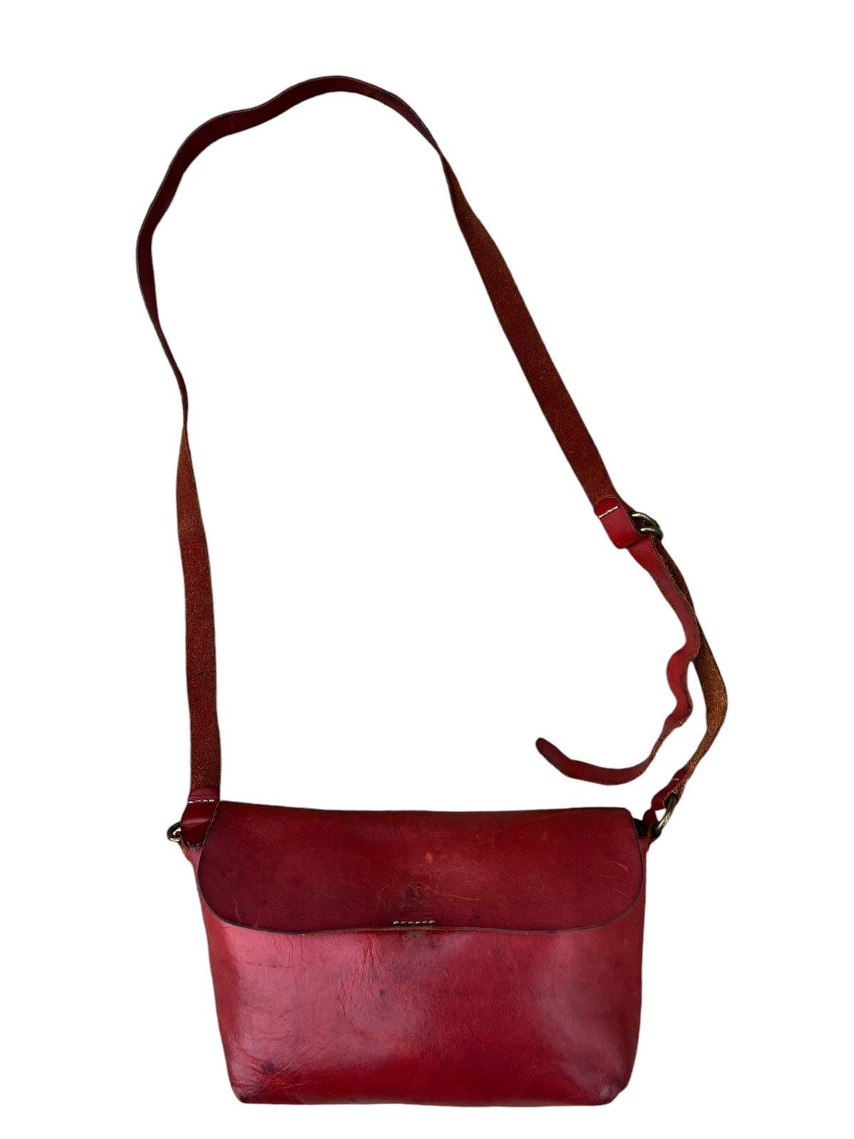 Leather Vintage Kissora Japan Fade Distress Patina Leather Sling Bag Size ONE SIZE - 6 Thumbnail