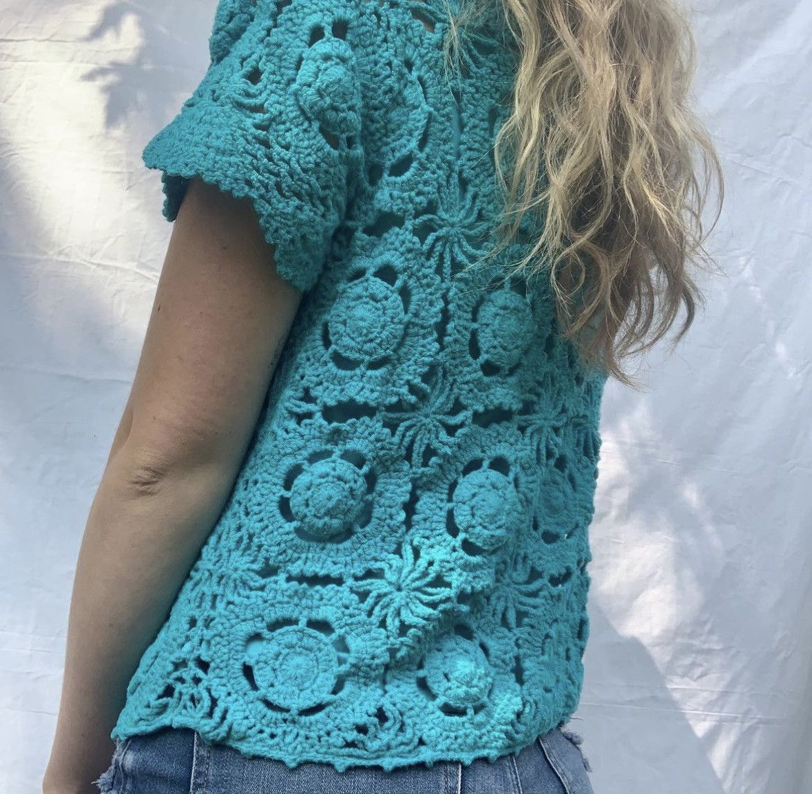 Vintage 2000’s pink striped crochet top