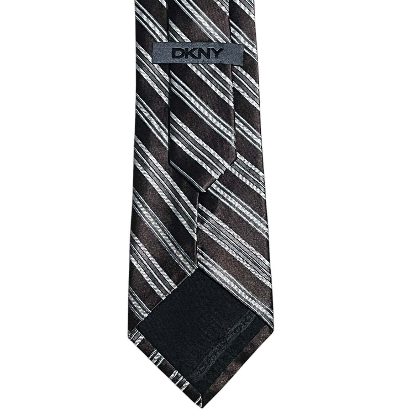 DKNY DKNY bronze, gold blue stripe tie 100% silk 3.5inch Designer Size ONE SIZE - 4 Thumbnail