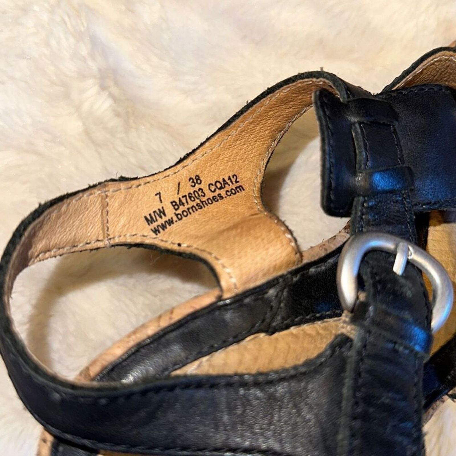 Other Born Black Patent Leather Cork Wedge Sandals | Sz 7 Size US 7 / IT 37 - 9 Thumbnail