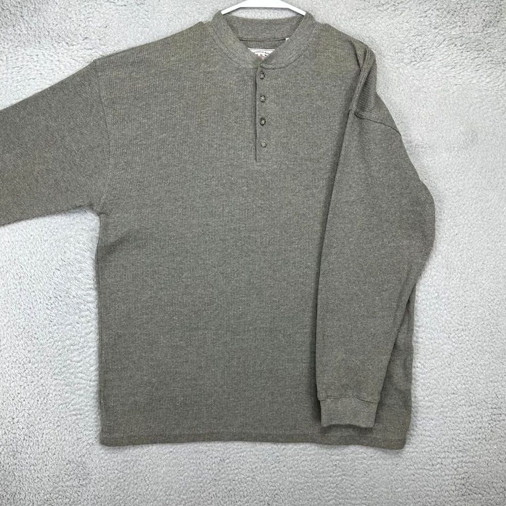 Bugle Boy VINTAGE Bugle Boy Sweater Mens Large Green Henley Thermal Waffle-Knit Pullover Size US L / EU 52-54 / 3 - 4 Thumbnail