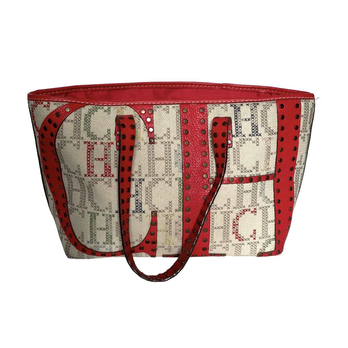 Carolina Herrera Crafted Carolina Herrera Studded Tote Bag Canvas CH Initials Size ONE SIZE - 5 Thumbnail