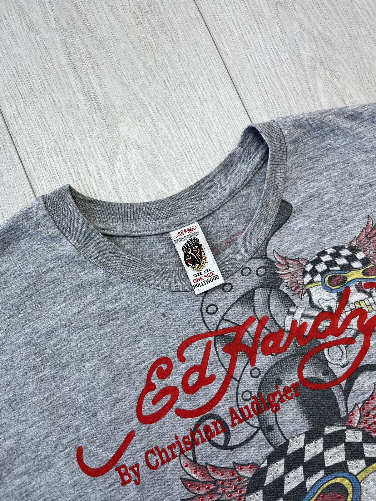 Christian Audigier × Ed Hardy × Japanese Brand Vintage Ed Hardy T-Shirt by Christian Audigier Skull Y2K 90 Size US XXL / EU 58 / 5 - 4 Thumbnail
