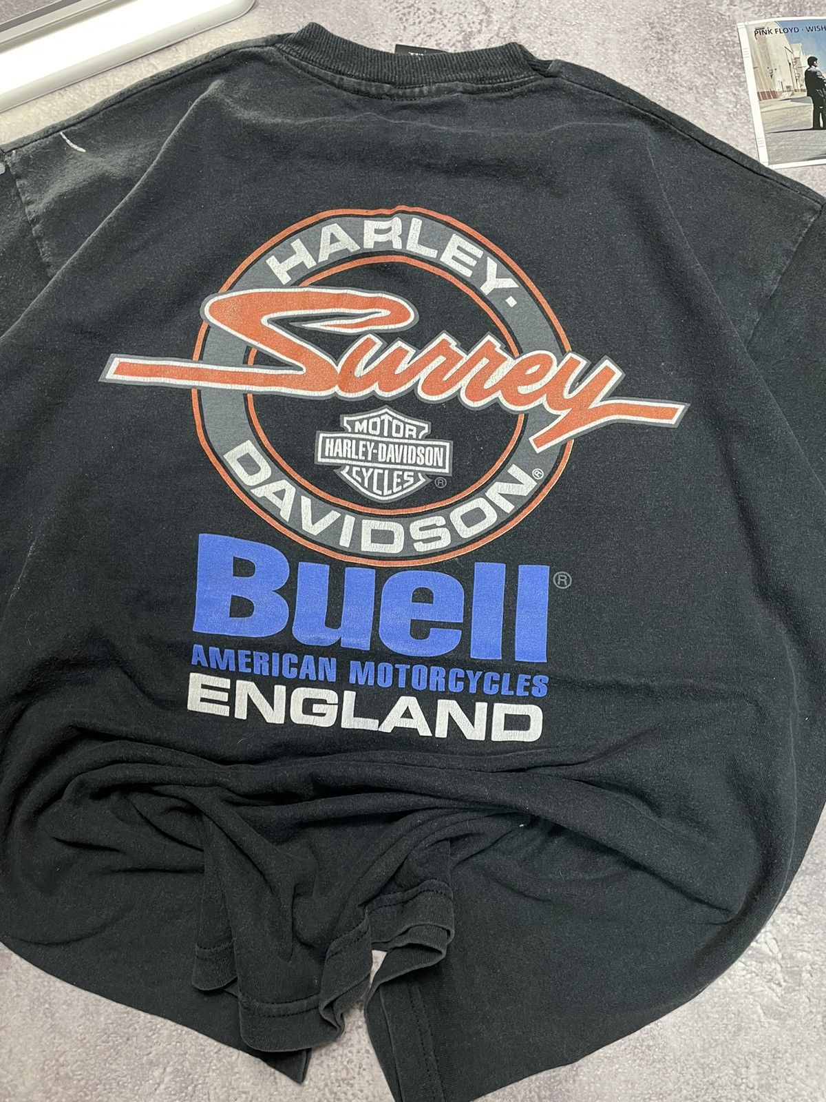 Harley Davidson 90s Harley-Davidson Flame Single Stitch Faded Boxy Tee L Size US L / EU 52-54 / 3 - 10 Thumbnail