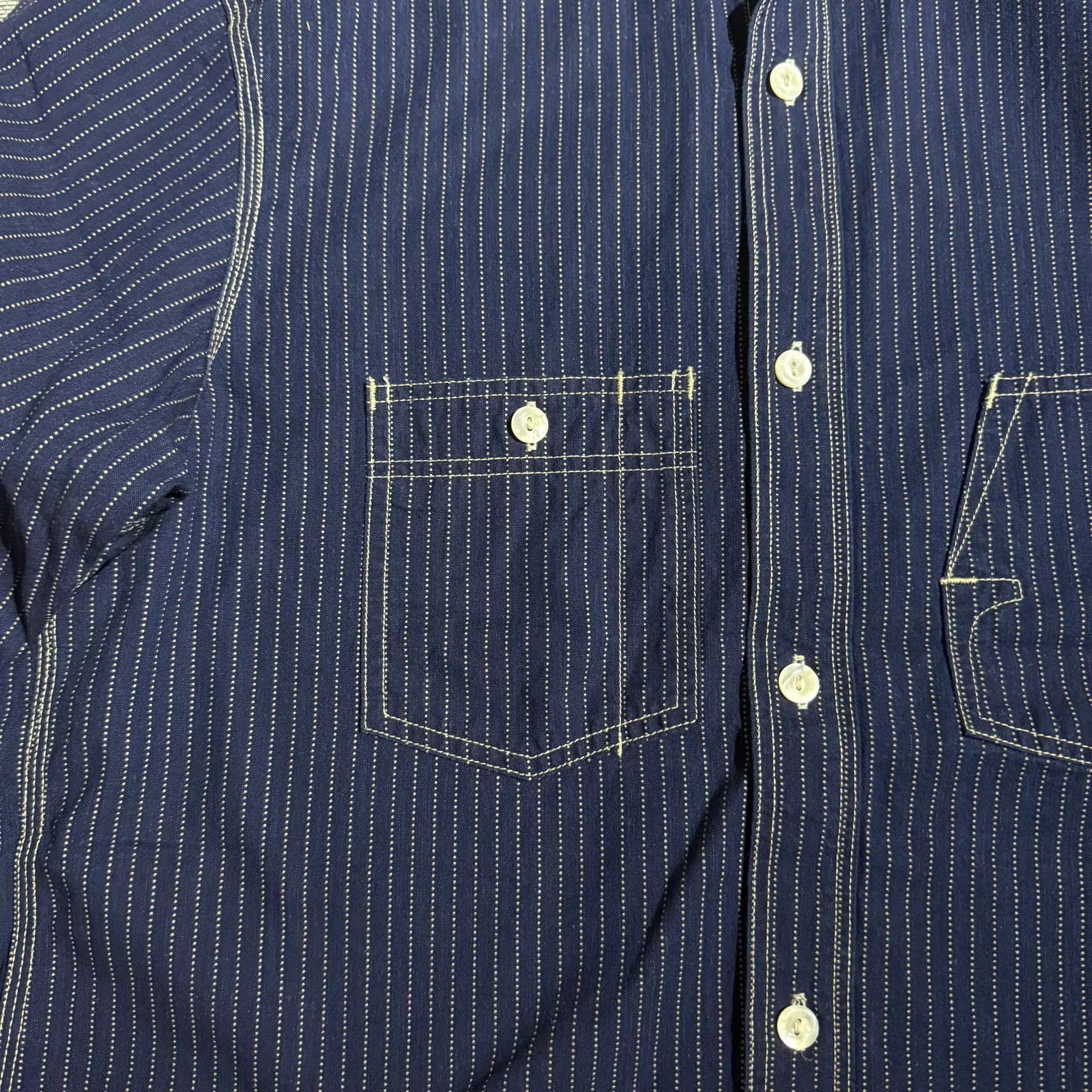 Freewheelers Freewheelers Wabash Blue Discharge Shirt 17.5 Size US XL / EU 56 / 4 - 5 Thumbnail