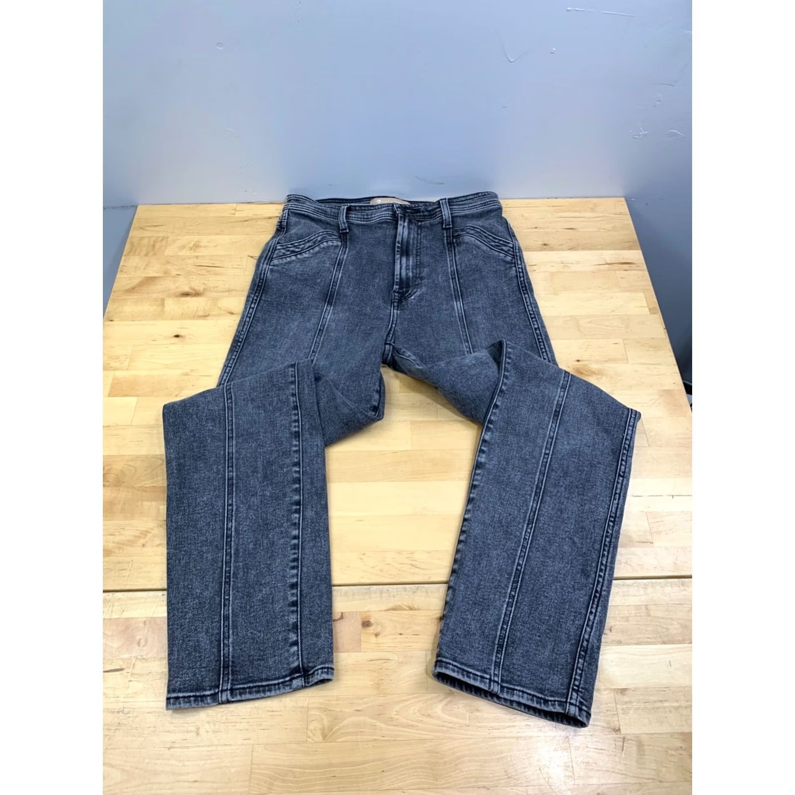 7 For All Mankind VINTAGE 7 For All Mankind Jeans Women 27 Charcoal Gray Denim 5-Pocket Straight Casual-Style Pants Mens? Size 27" / US 4 / IT 40 - 6 Thumbnail