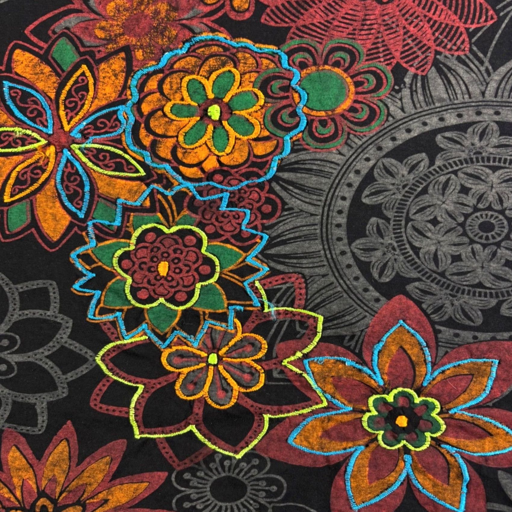 Vintage Grateful Dead Floral Mandala Embroidered Tunic Top Long Sleeve Black Small Size S / US 4 / IT 40 - 6 Thumbnail