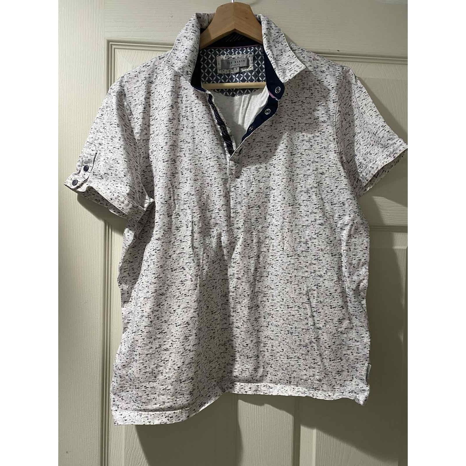 Ted Baker TED BAKER Men's Cotton Polo Shirt Print Gray Size 4 A000963 Size US XL / EU 56 / 4 - 2 Thumbnail