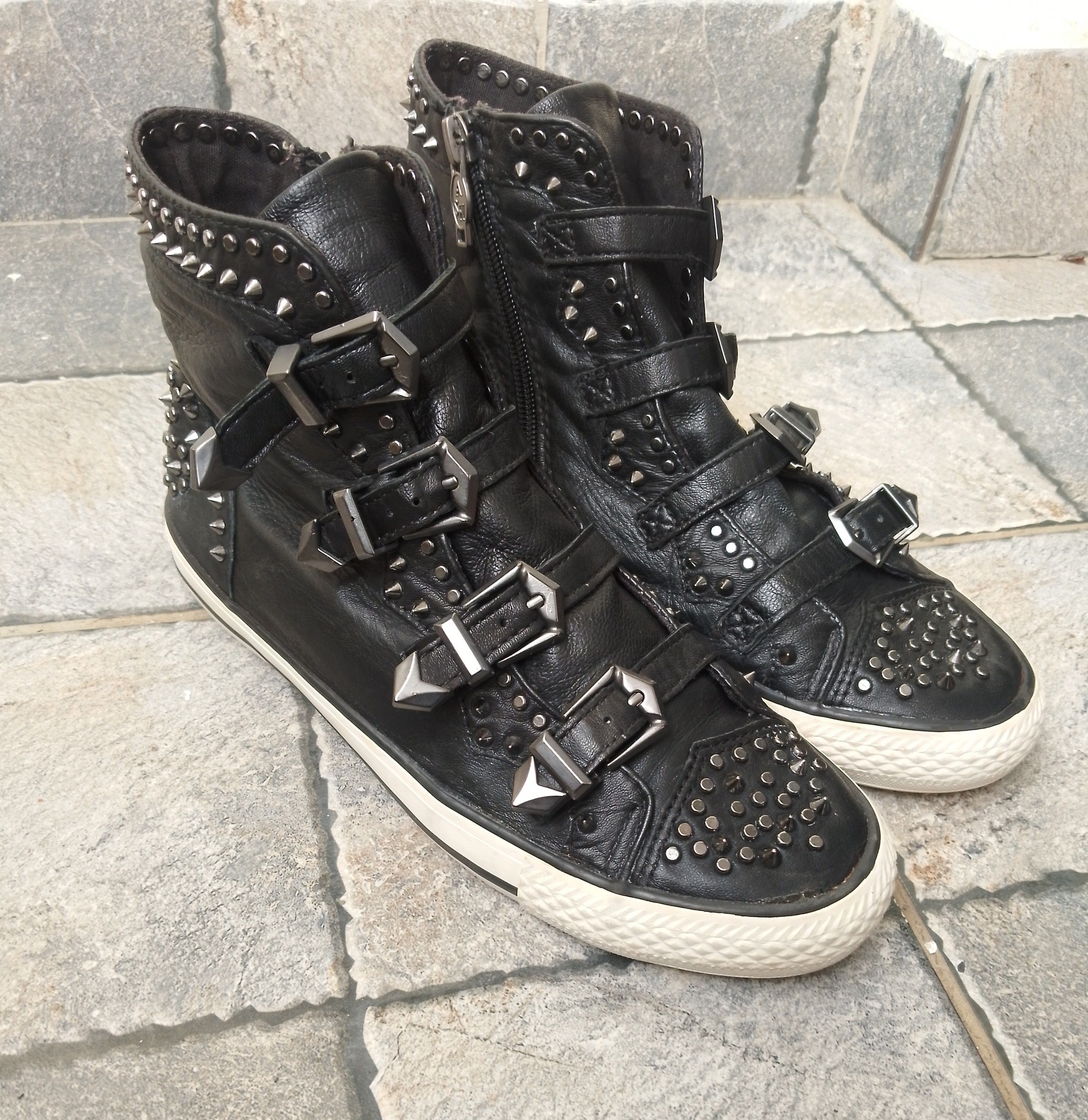 ASH Ash lambskin leather studded sneakers Size US 8 / IT 38 - 12 Thumbnail