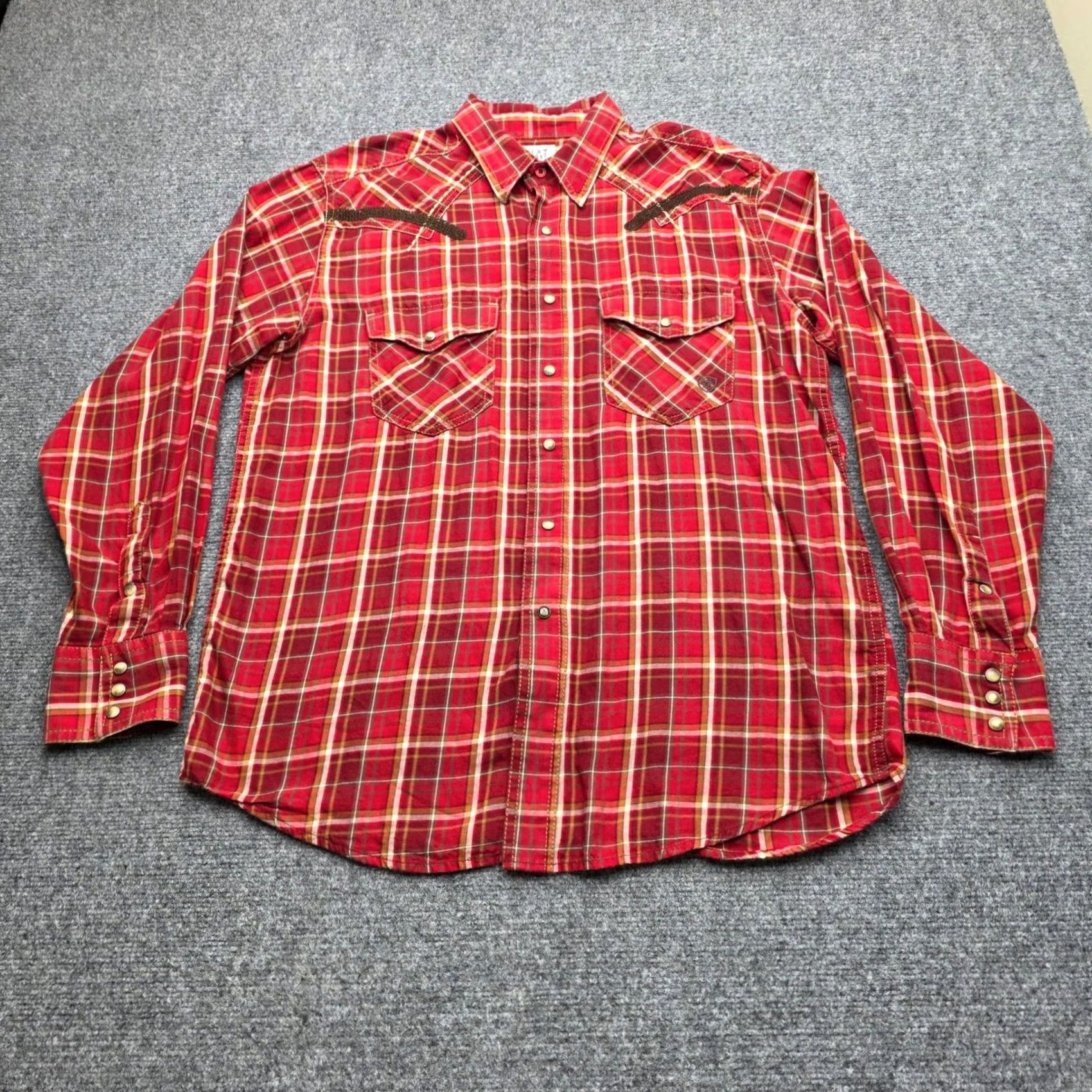 Ariat Ariat Mens Large Hart Plaid Pearl Snap Western Shirt Embroidered Yoke Size US L / EU 52-54 / 3 - 2 Thumbnail