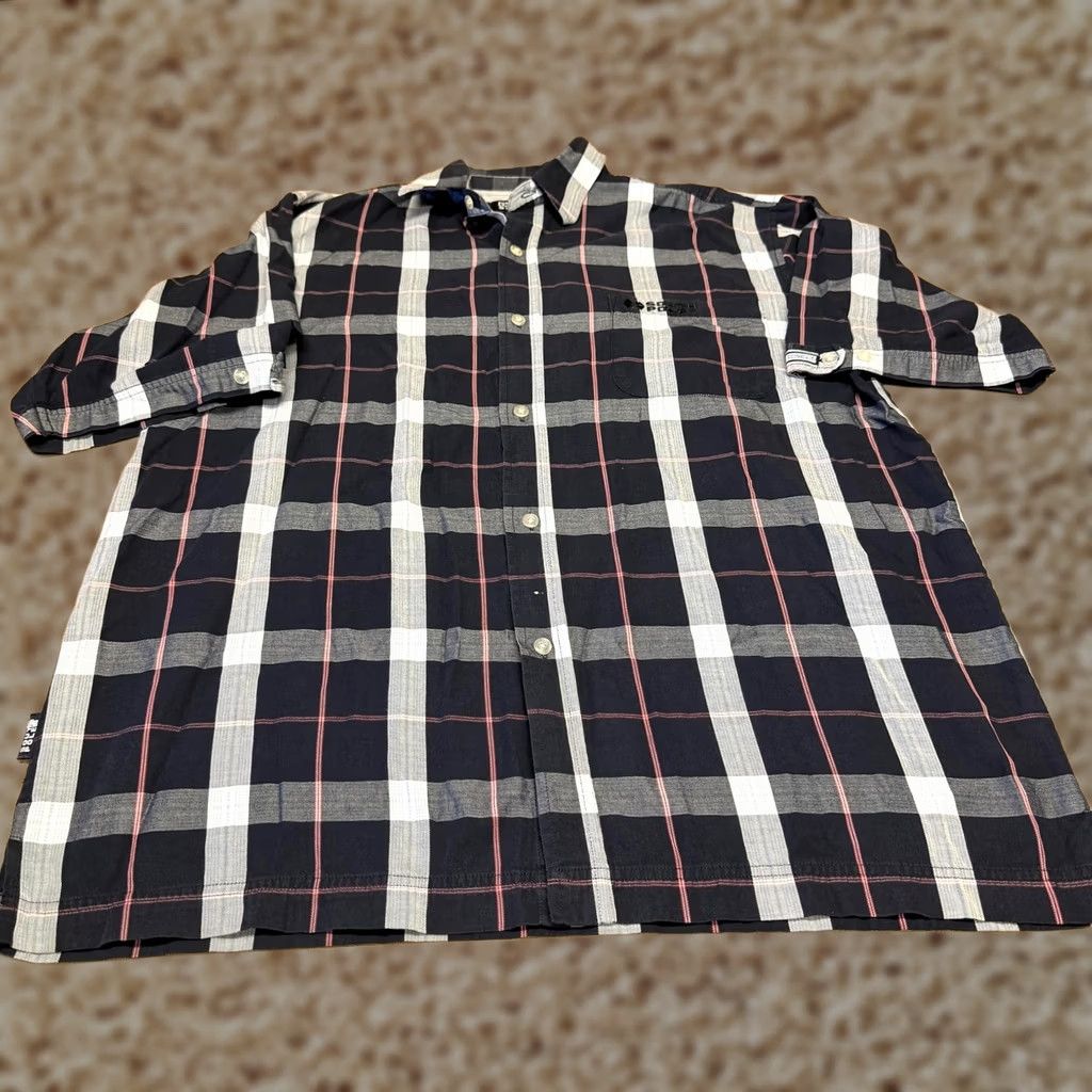 Southpole Southpole Shirt Mens XL Navy Plaid Short Sleeve Button Front Cotton Size US XL / EU 56 / 4 - 1 Thumbnail