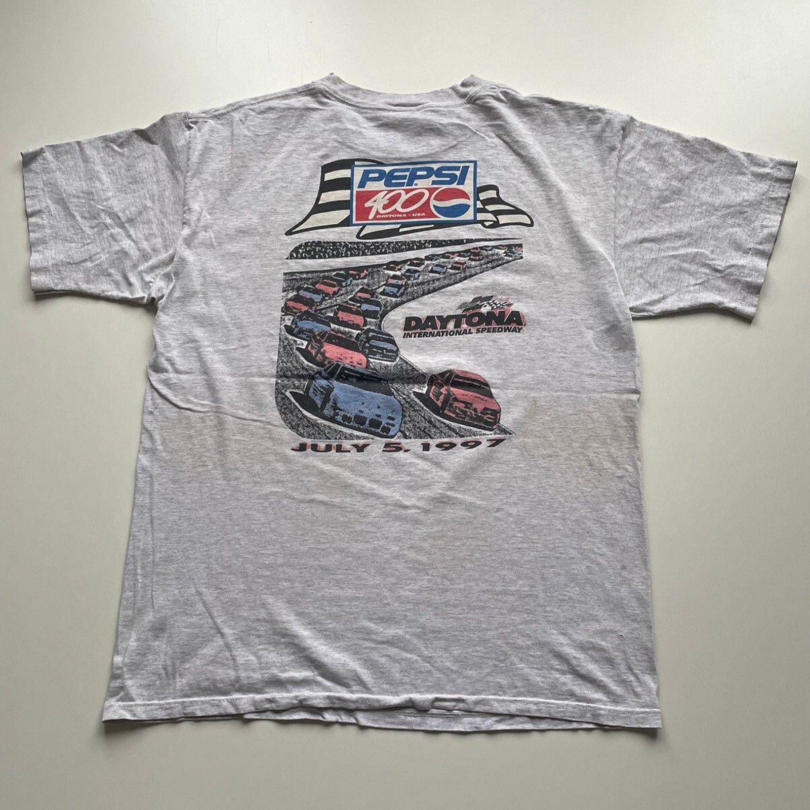 NASCAR Vintage 90s Nascar Pepsi 400 Racing T Shirt XL Daytona USA Size US XL / EU 56 / 4 - 3 Thumbnail