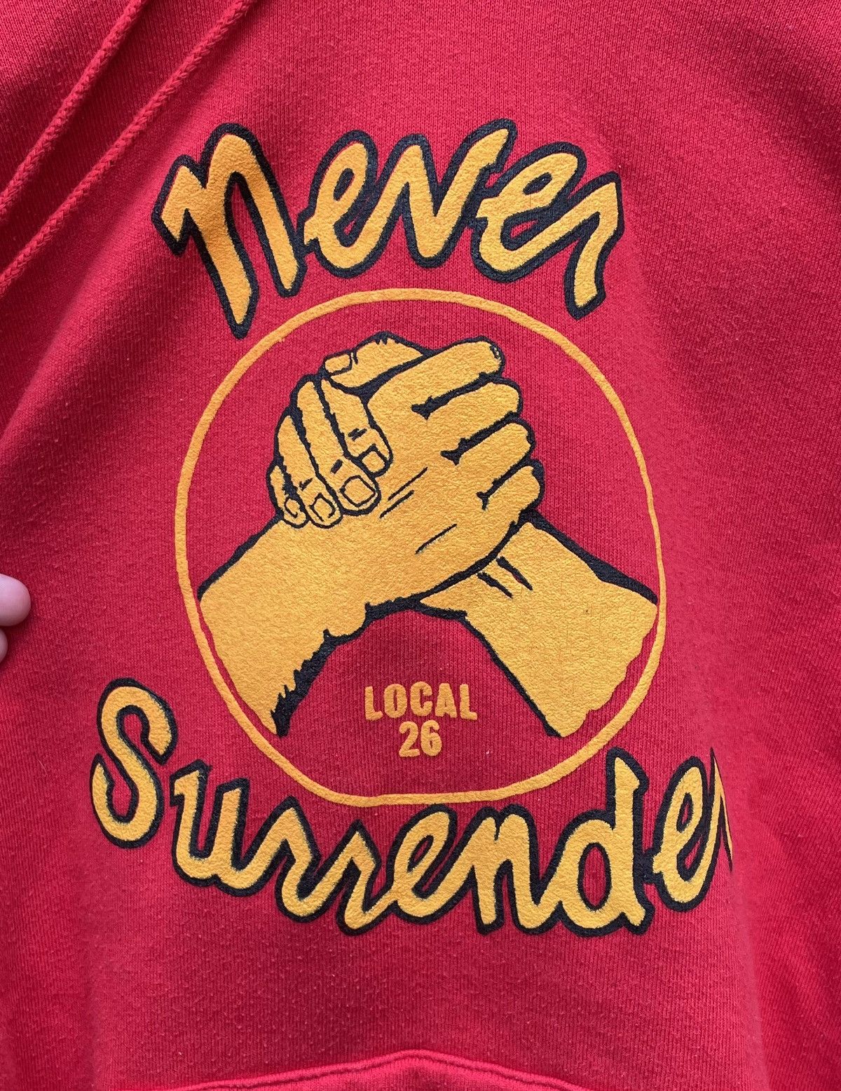 Fruit Of The Loom 90s FOTL Never Surrender Local 26 Hotel Worker Strike hoodie Size US XL / EU 56 / 4 - 3 Thumbnail