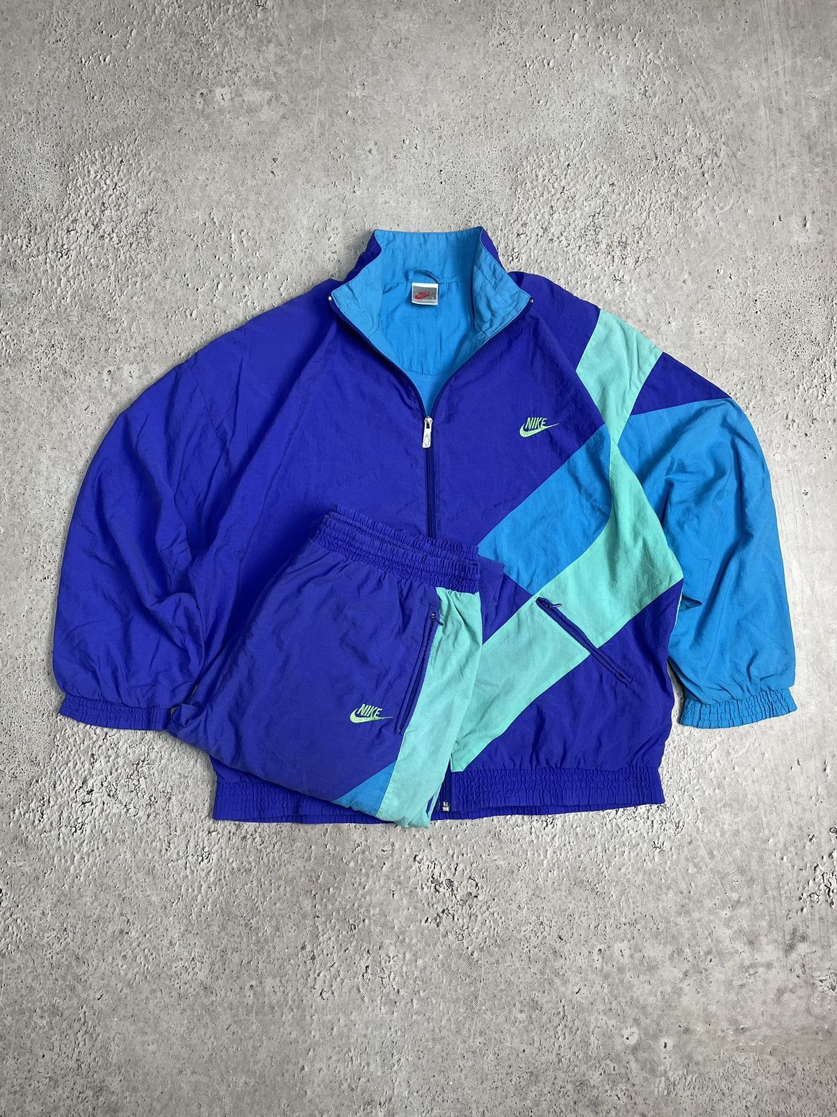 Vintage 80s Nike Y2K Track Suits Pants + Jacket set Nylon Suits
