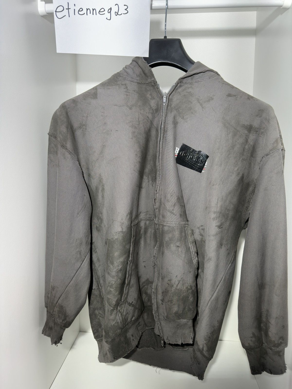 image of Balenciaga Mud Gaffer Grey Zip-Hoodie, Men's (Size Small)