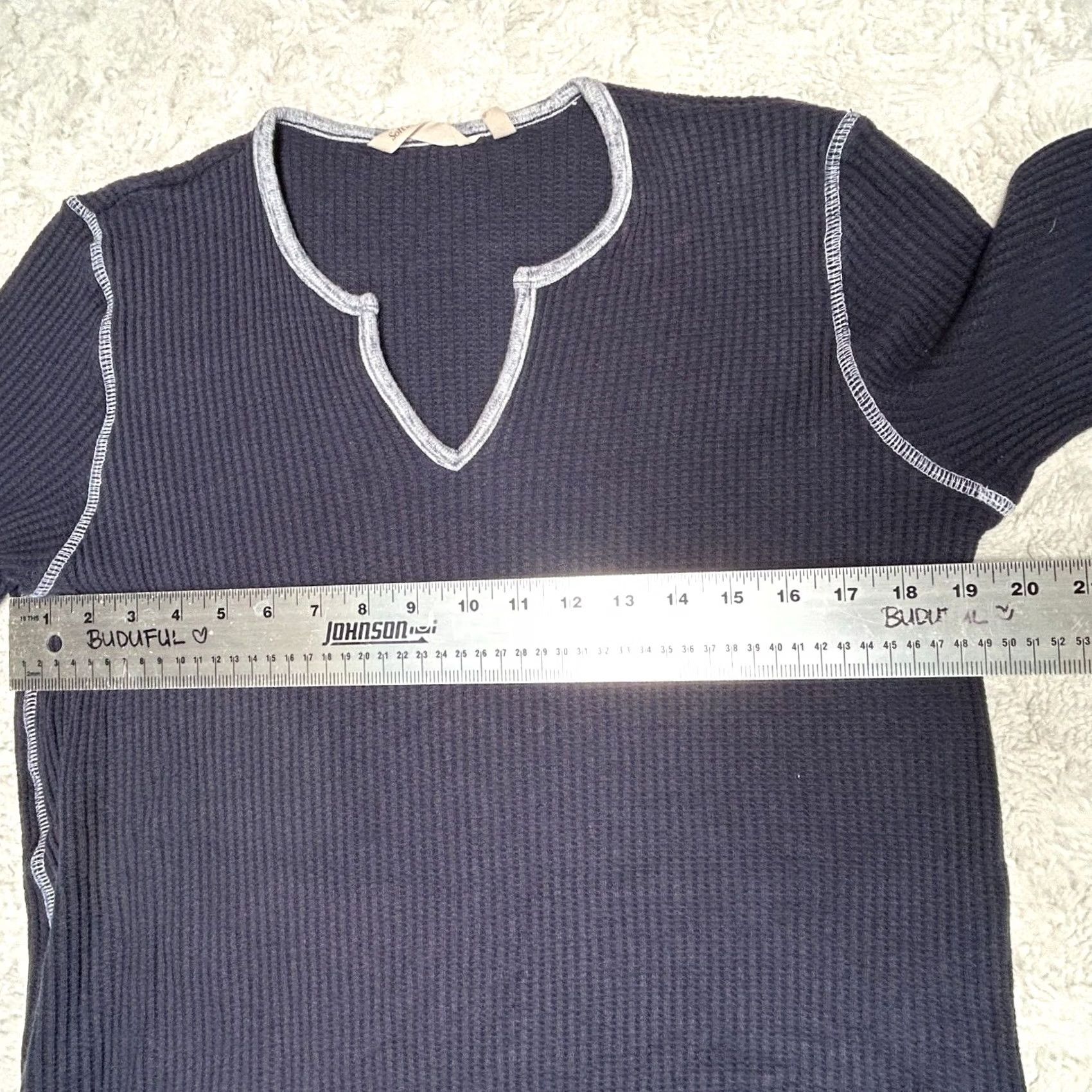 Soft Surroundings Soft Surroundings Reed Waffle Knit Stripe Tunic Long Sleeve Shirt Navy Casual Size XL / US 12-14 / IT 48-50 - 5 Thumbnail