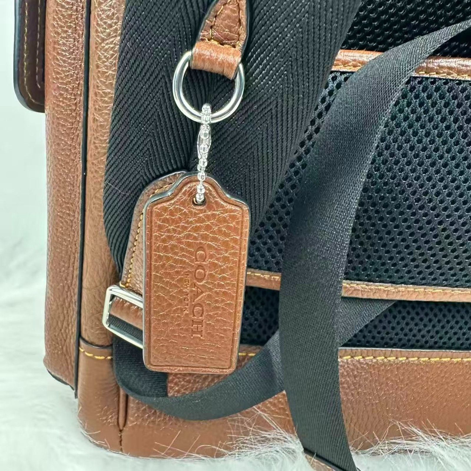Coach COACH MEN'S Clark Backpack pebble leather Vintage Brown Size ONE SIZE - 5 Thumbnail