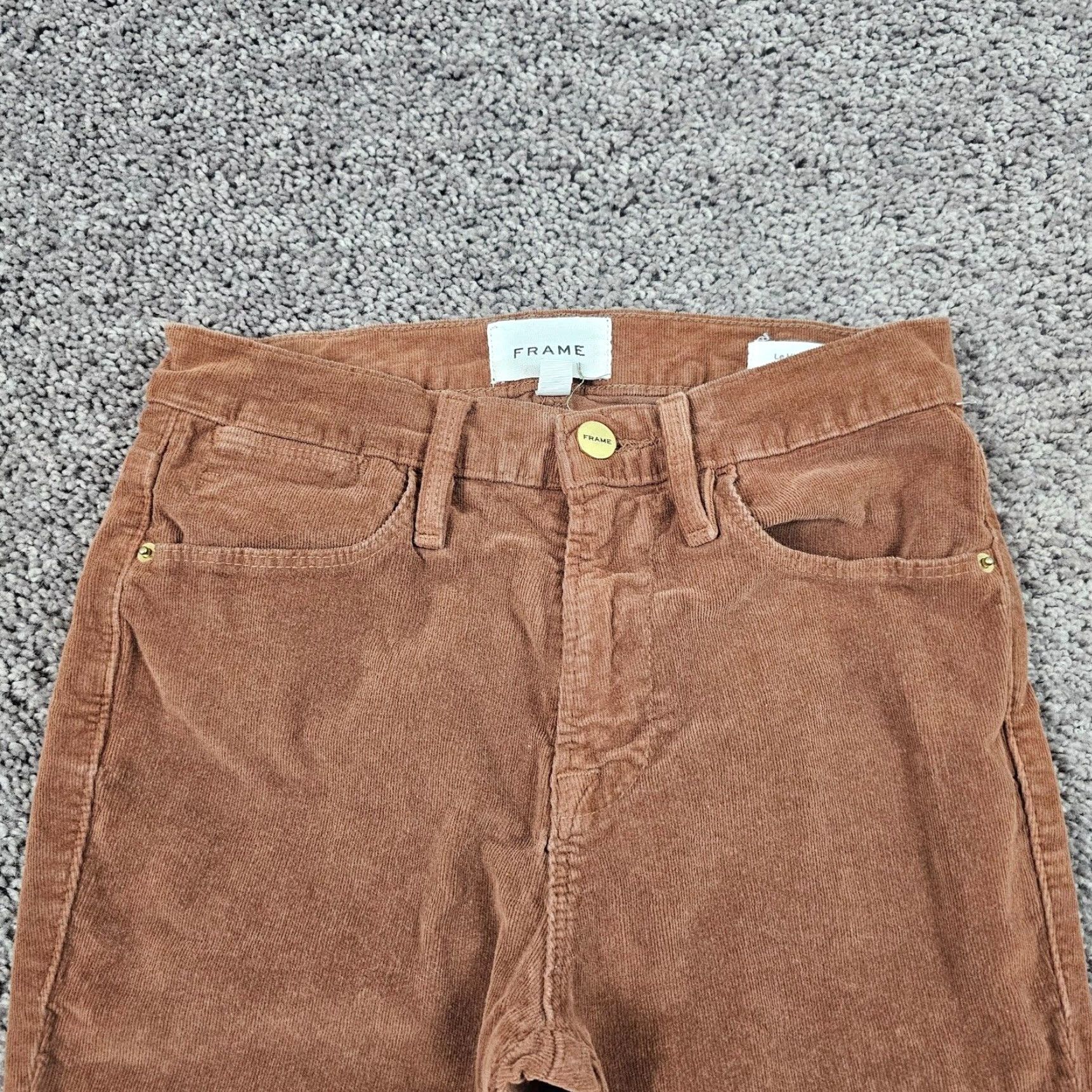 Frame FRAME Brown Corduroy Skinny Pants Womens Size 25 Mid Rise Stretch 23x28 Size 23" - 2 Thumbnail