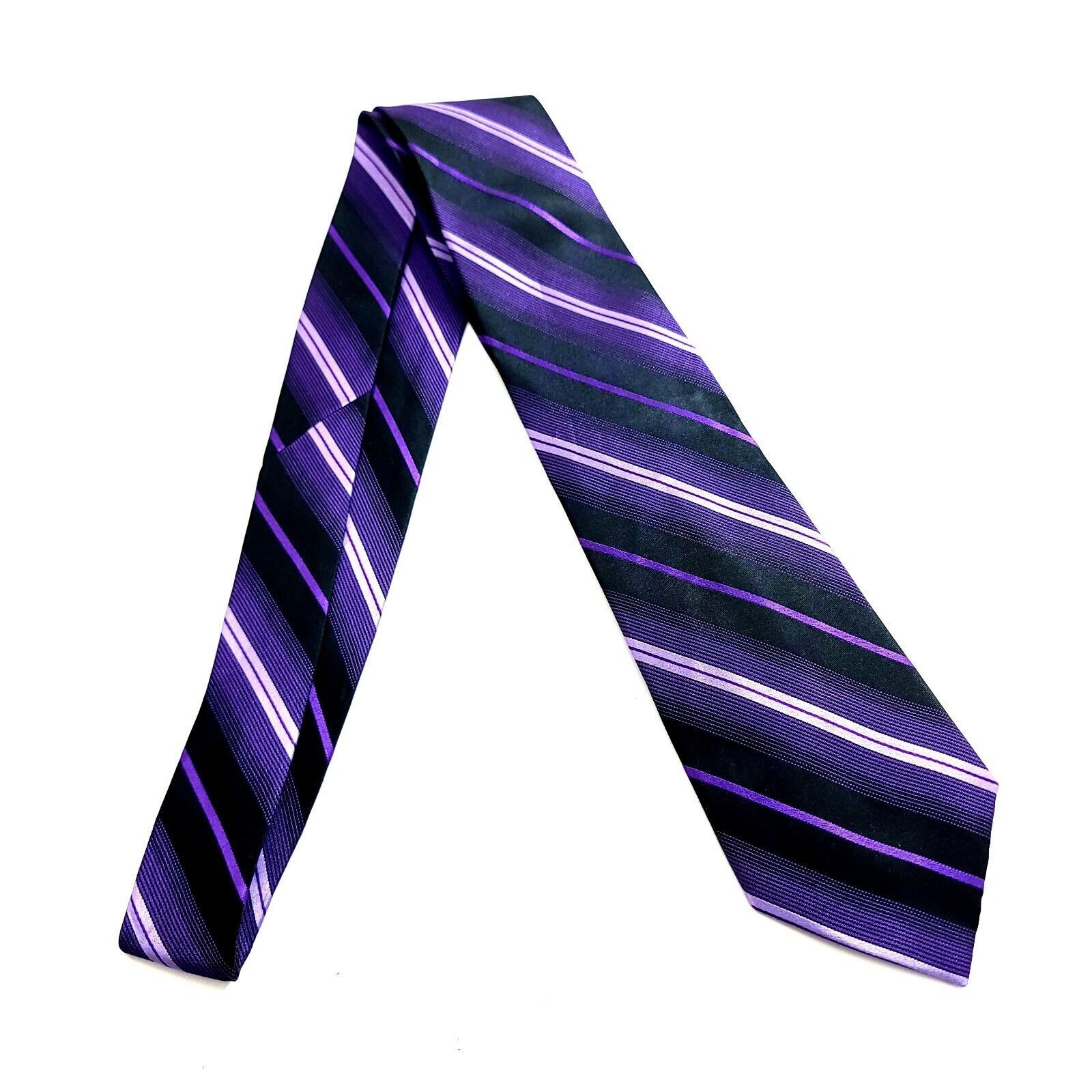 Croft & Barrow Croft & Barrow Black Purple Woven Striped Silk Tie Size ONE SIZE - 6 Thumbnail