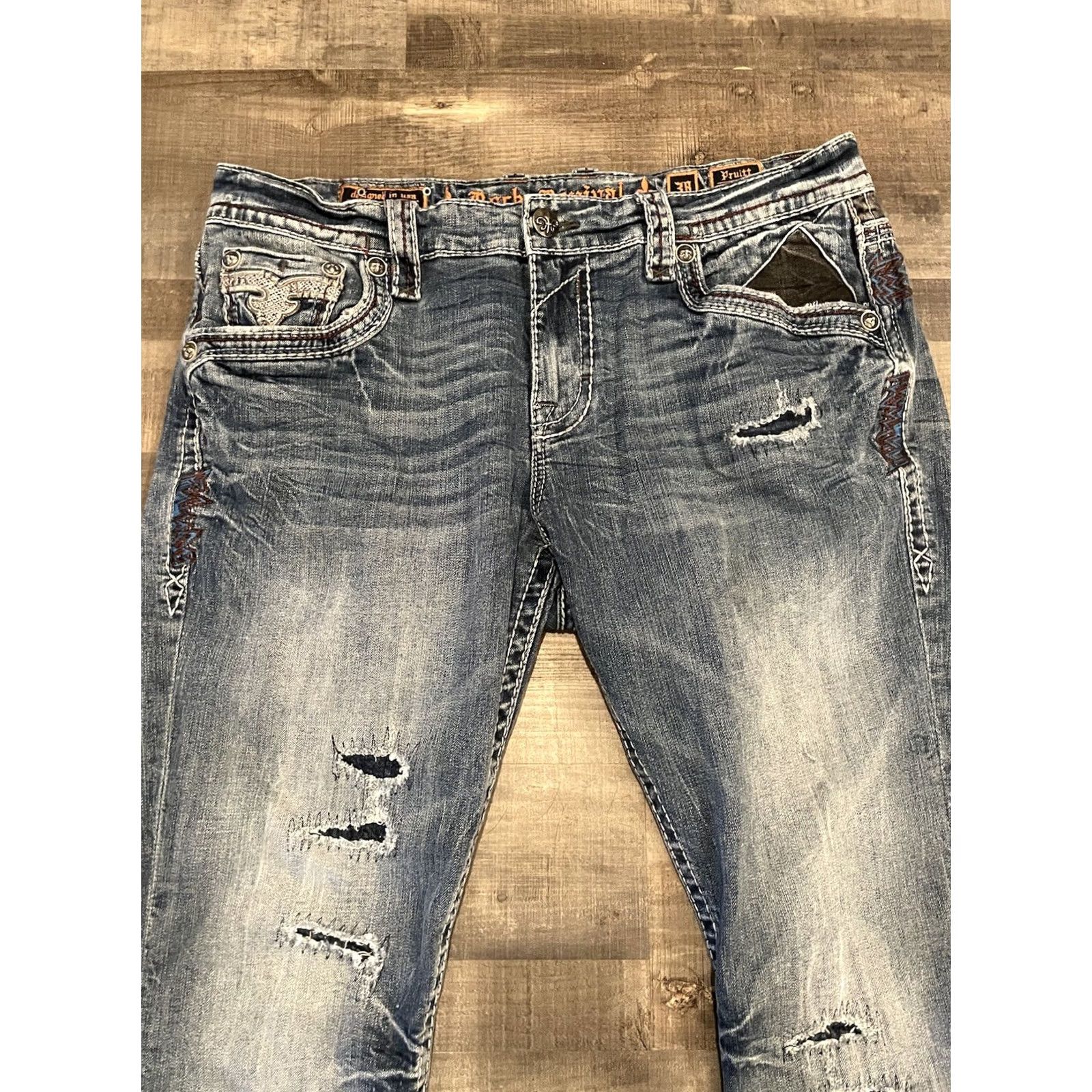 Vintage Rock Revival Mens Jeans 38 Fit - Blue Denim Size US 38 / EU 54 - 6 Thumbnail