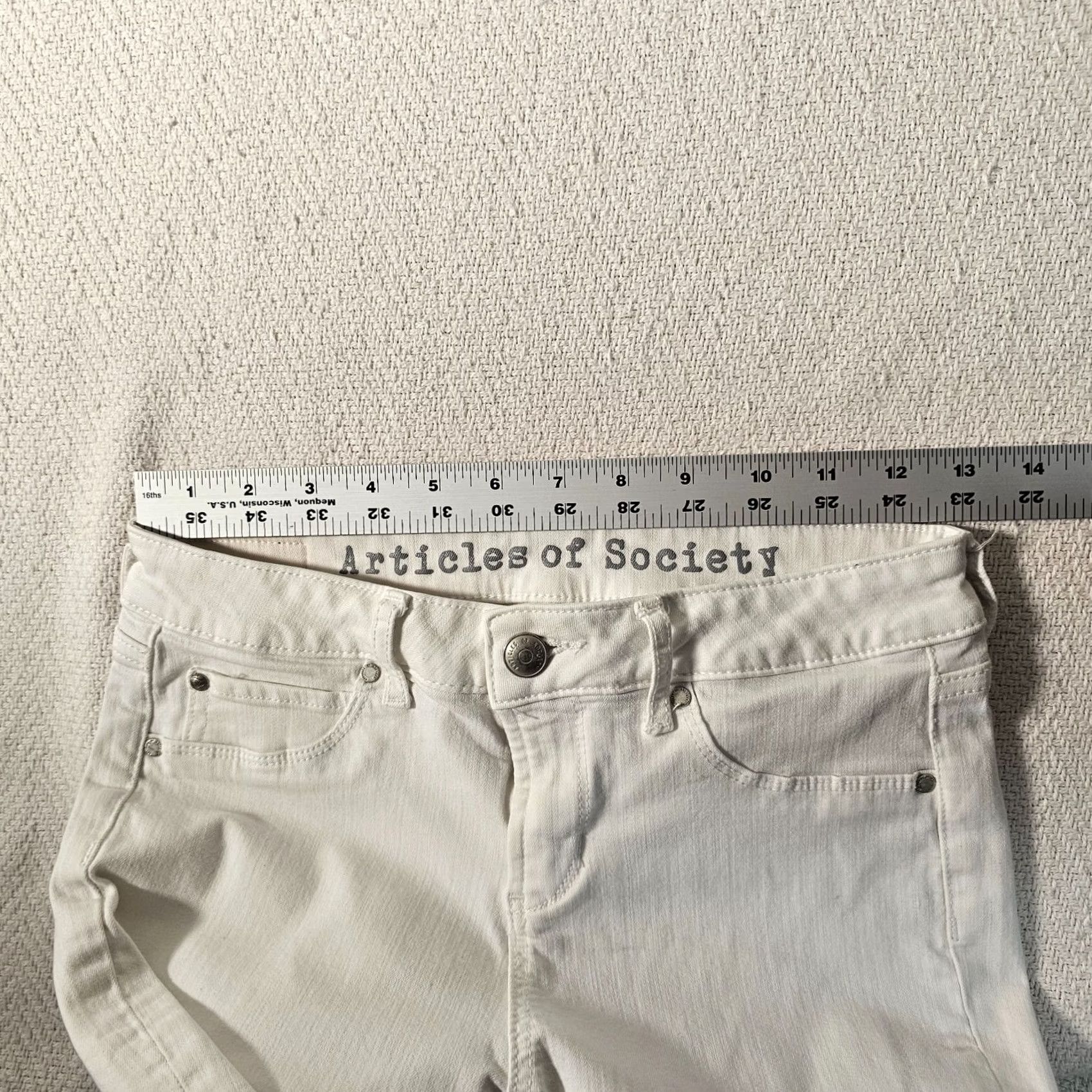 Vintage Articles of Society Jeans Skinny Slit Distressed White 26 Women Denim Slim Inseam 24 26 Vintage No Brand Size 26" / US 2 / IT 38 - 6 Thumbnail