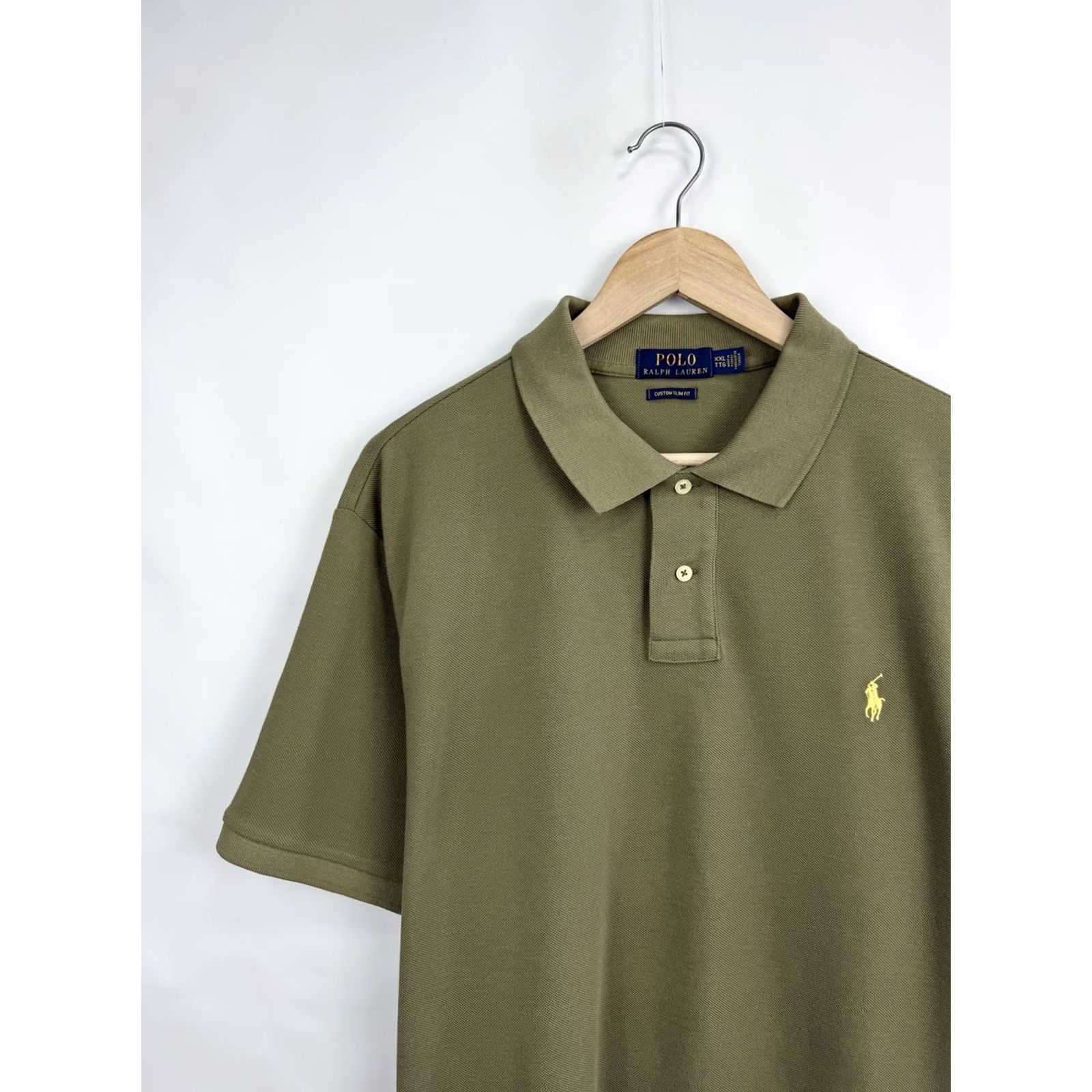 Ralph Lauren VINTAGE Polo Ralph Lauren Custom Slim Fit Polo T-Shirt Rare Retro XXL Olive Mens Brown? Size US XXL / EU 58 / 5 - 5 Thumbnail